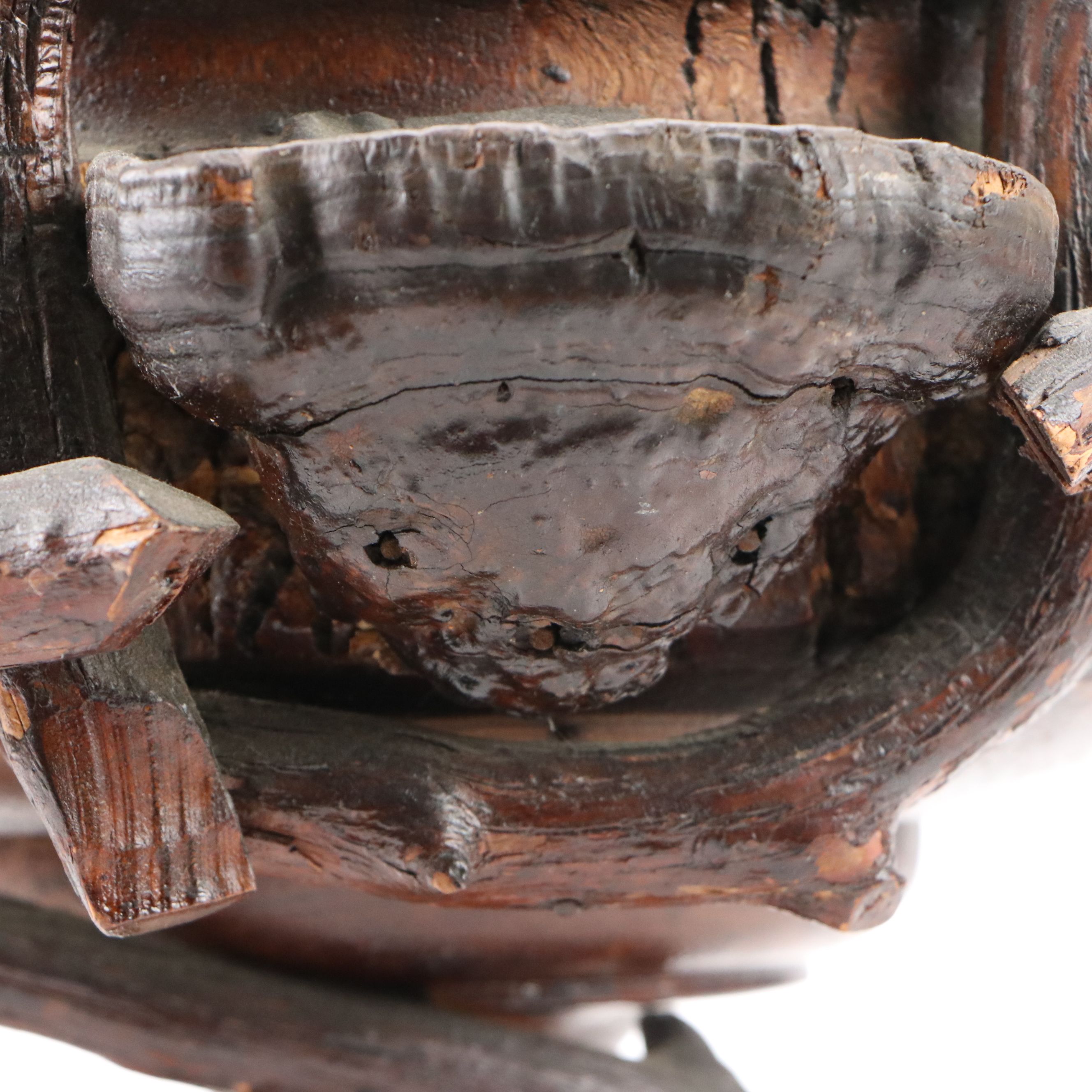 Handcrafted Pine Trunk with Bark Edge and Conk Pedestal Bowl