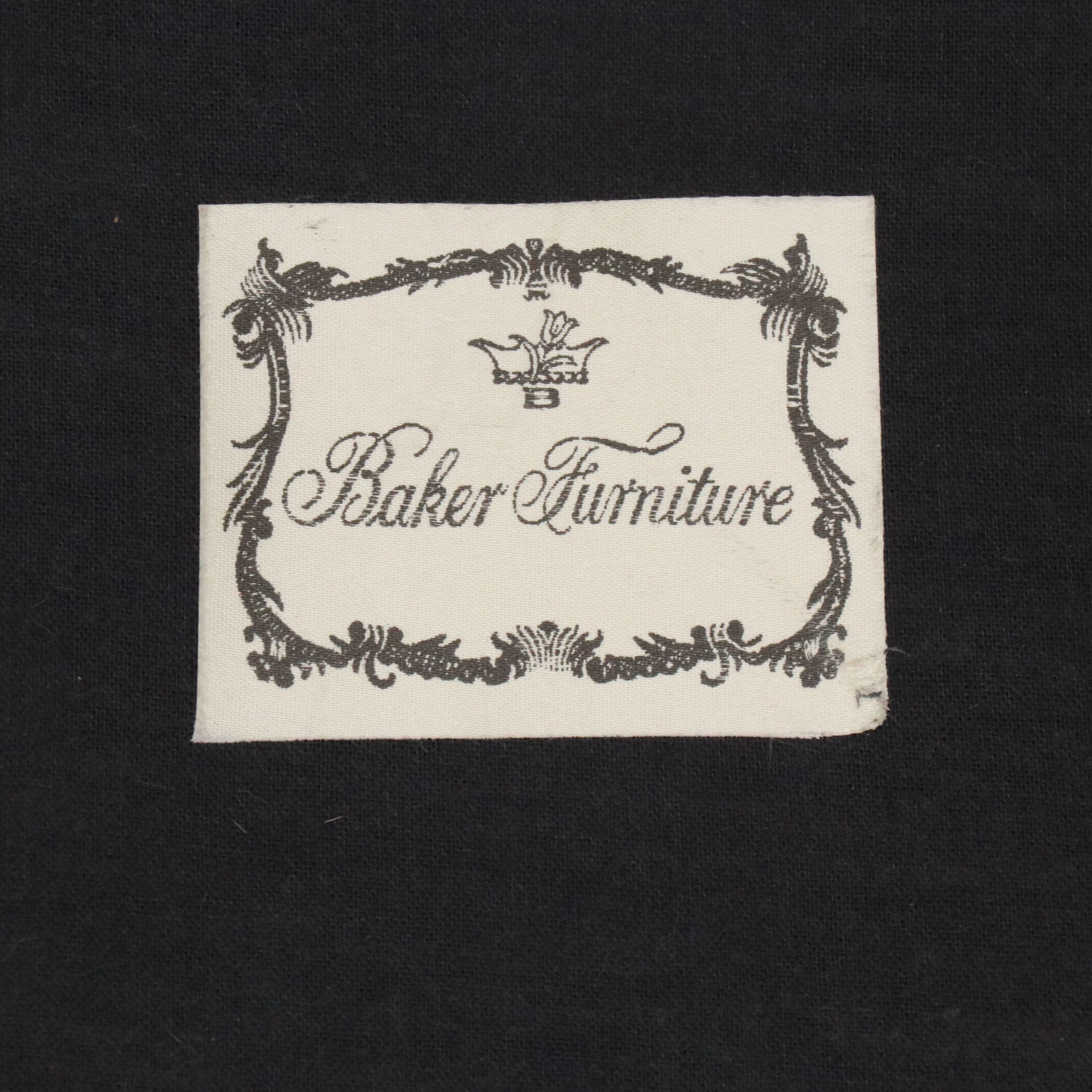 Baker Furniture Crewel Embroidered Wood Footstool, Late 20th Century