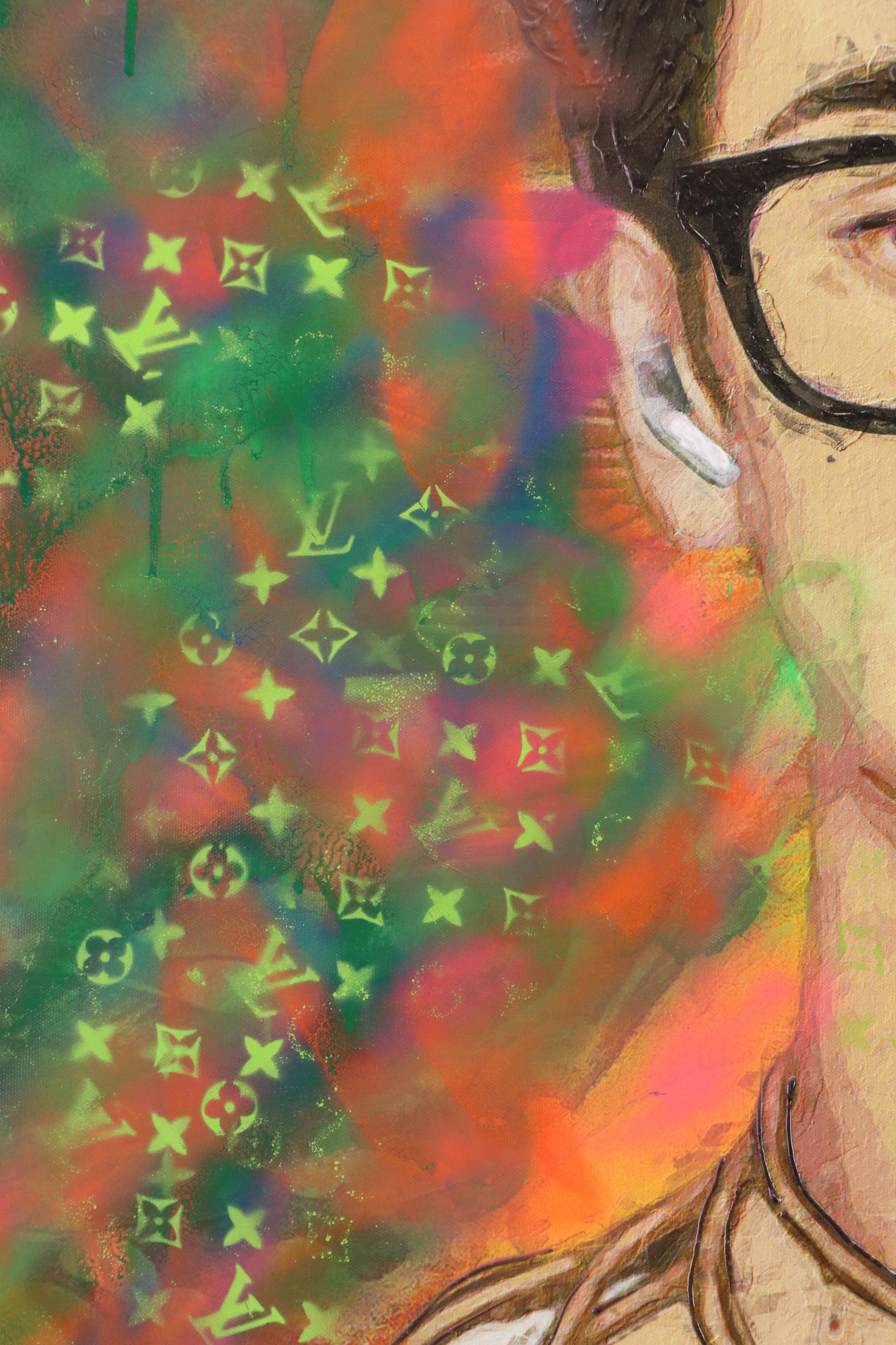 E.M. Zax Mixed Media Painting "Homage to Frida Kahlo," 2023