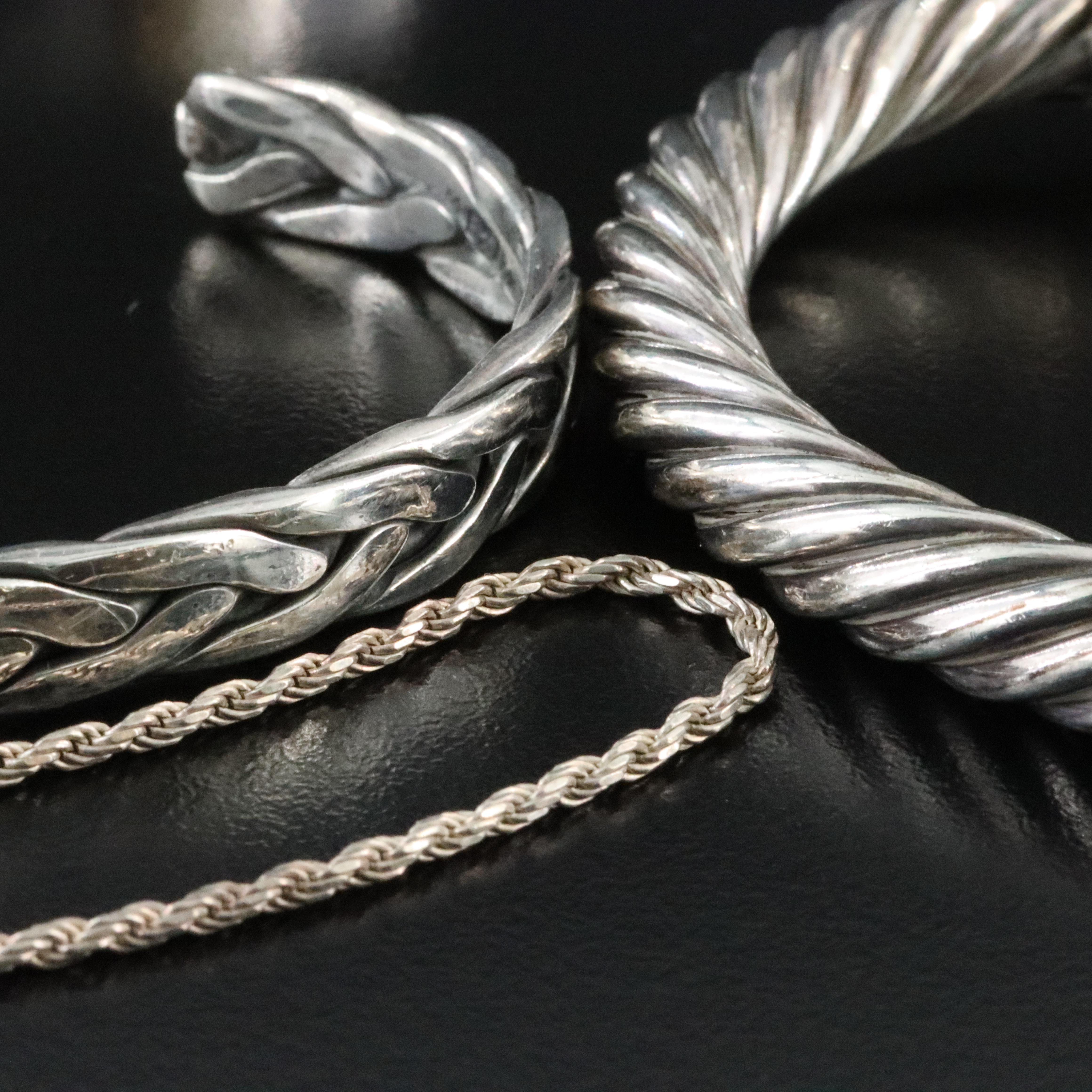 Collection of Sterling Mexican and Italian  Bracelets Featuring Sodalite