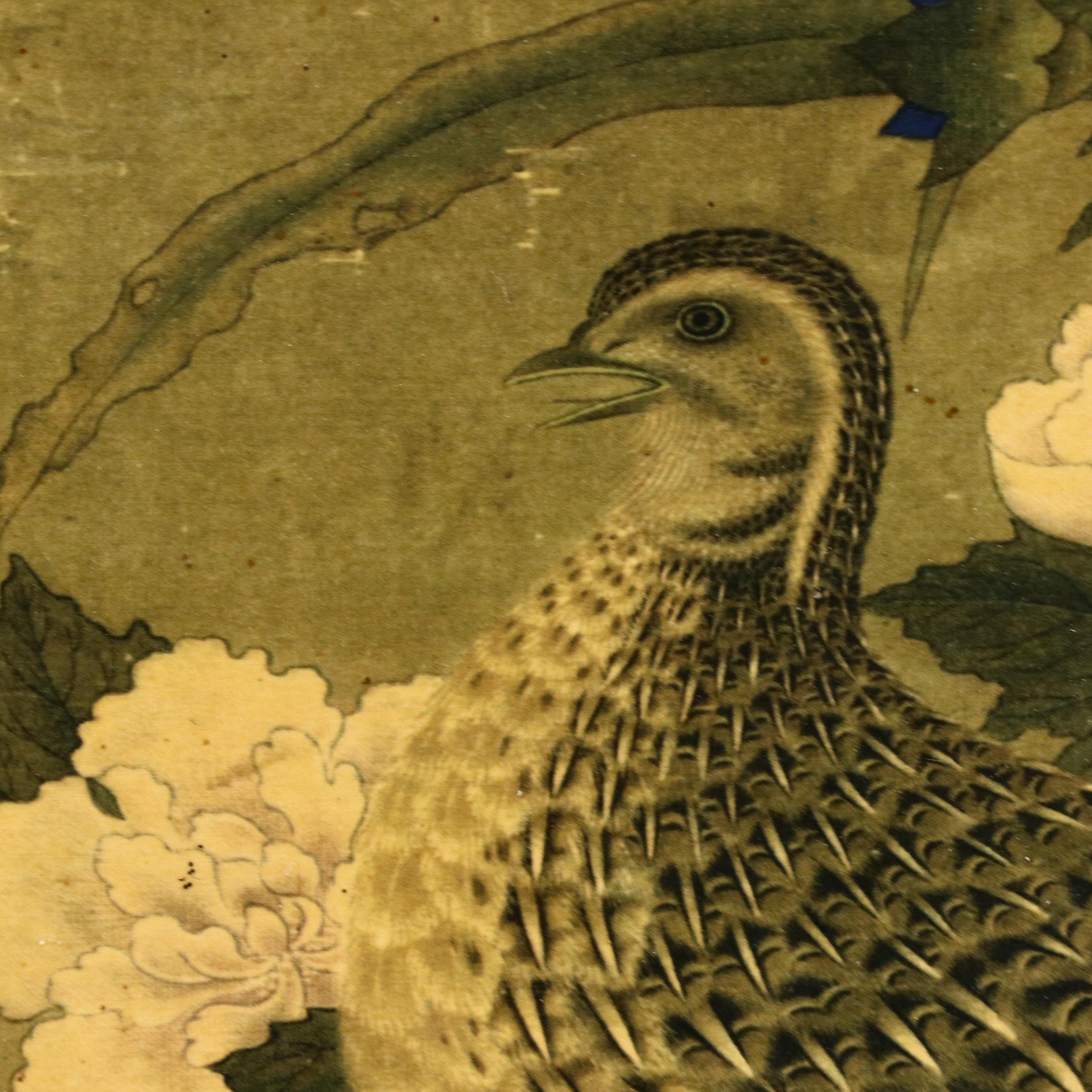 Offset Lithograph After Tosa Mitsuoki "Quail Birds and Flowers"