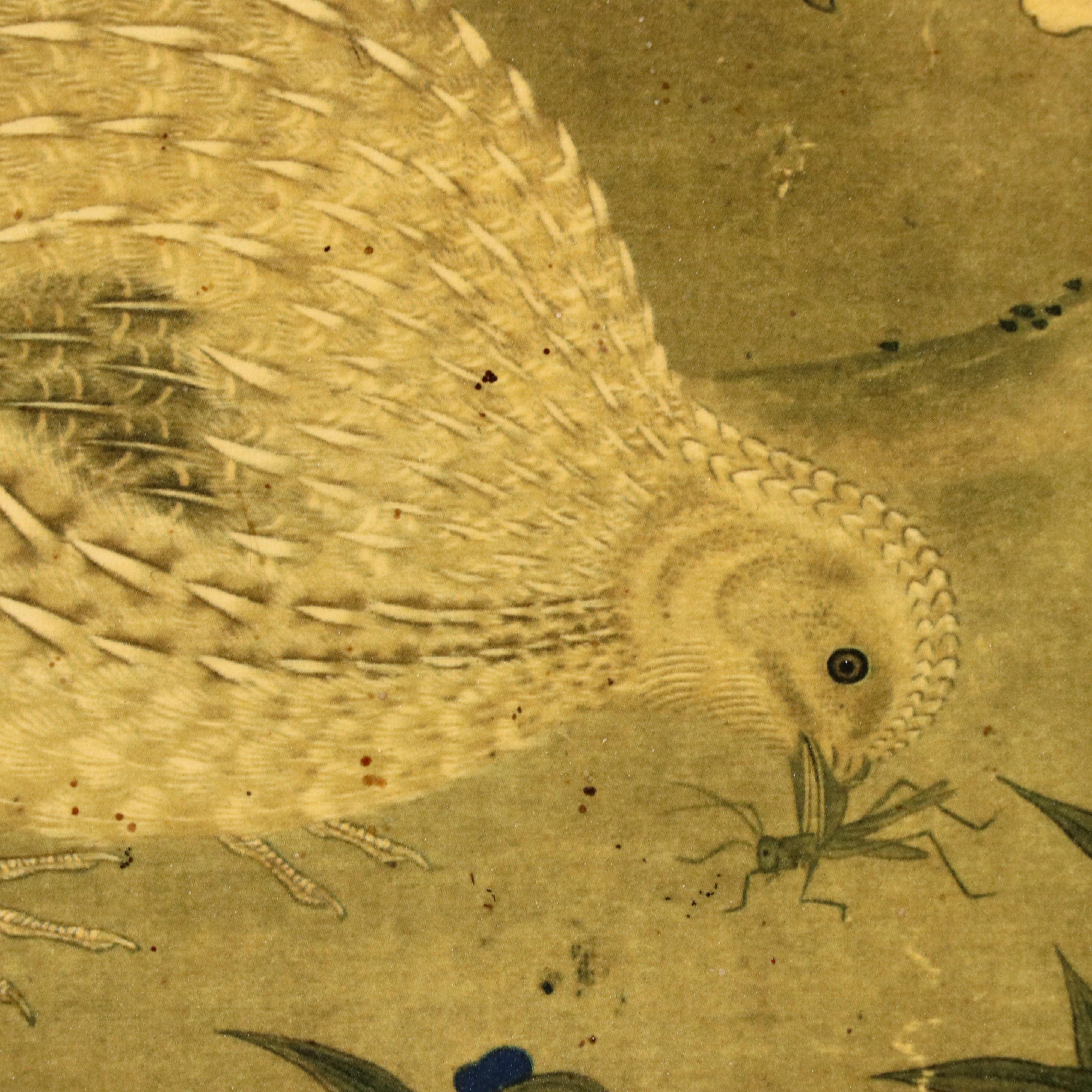 Offset Lithograph After Tosa Mitsuoki "Quail Birds and Flowers"