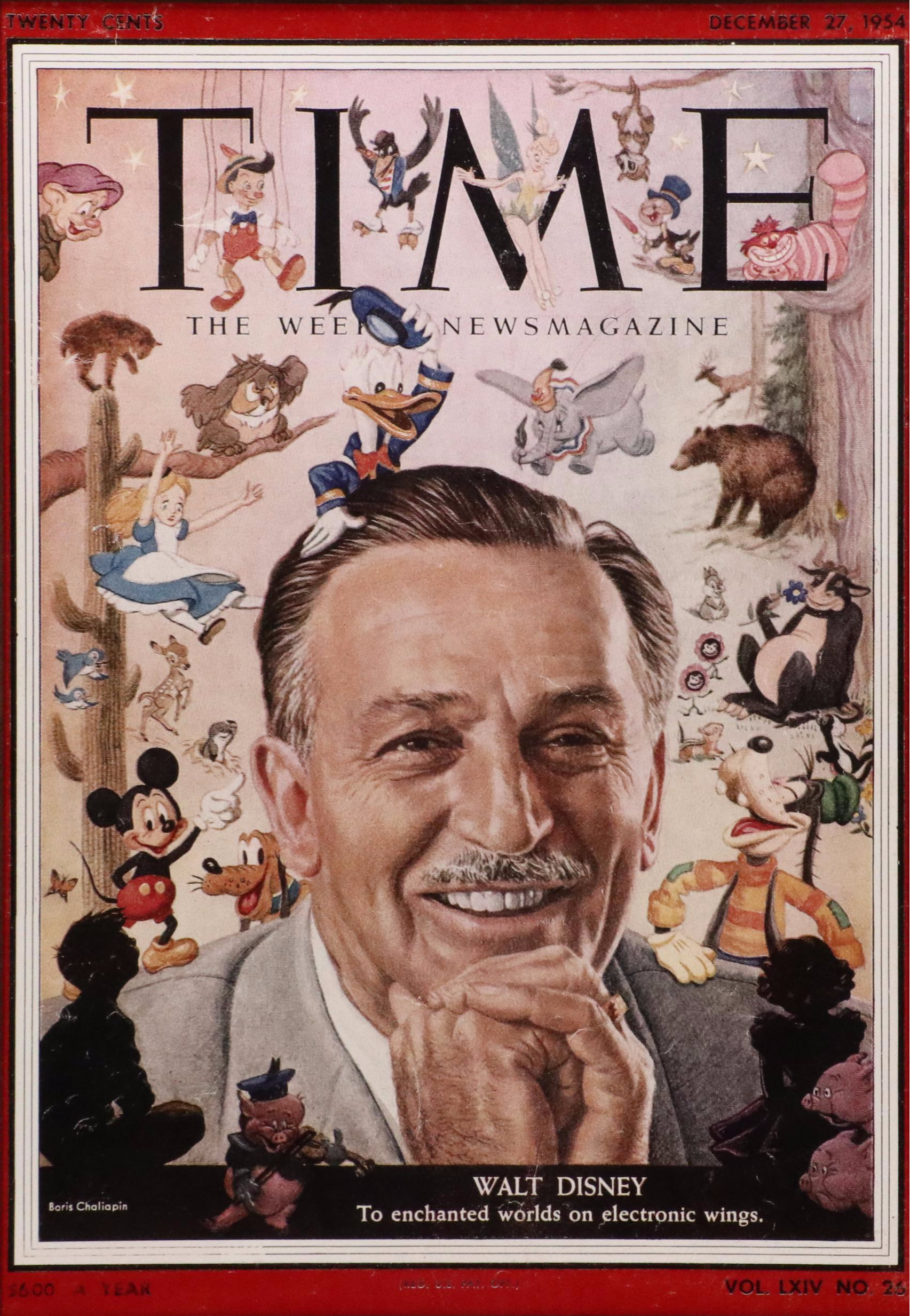 Digital Reproduction Print of 1954 "TIME" Cover Featuring Walt Disney