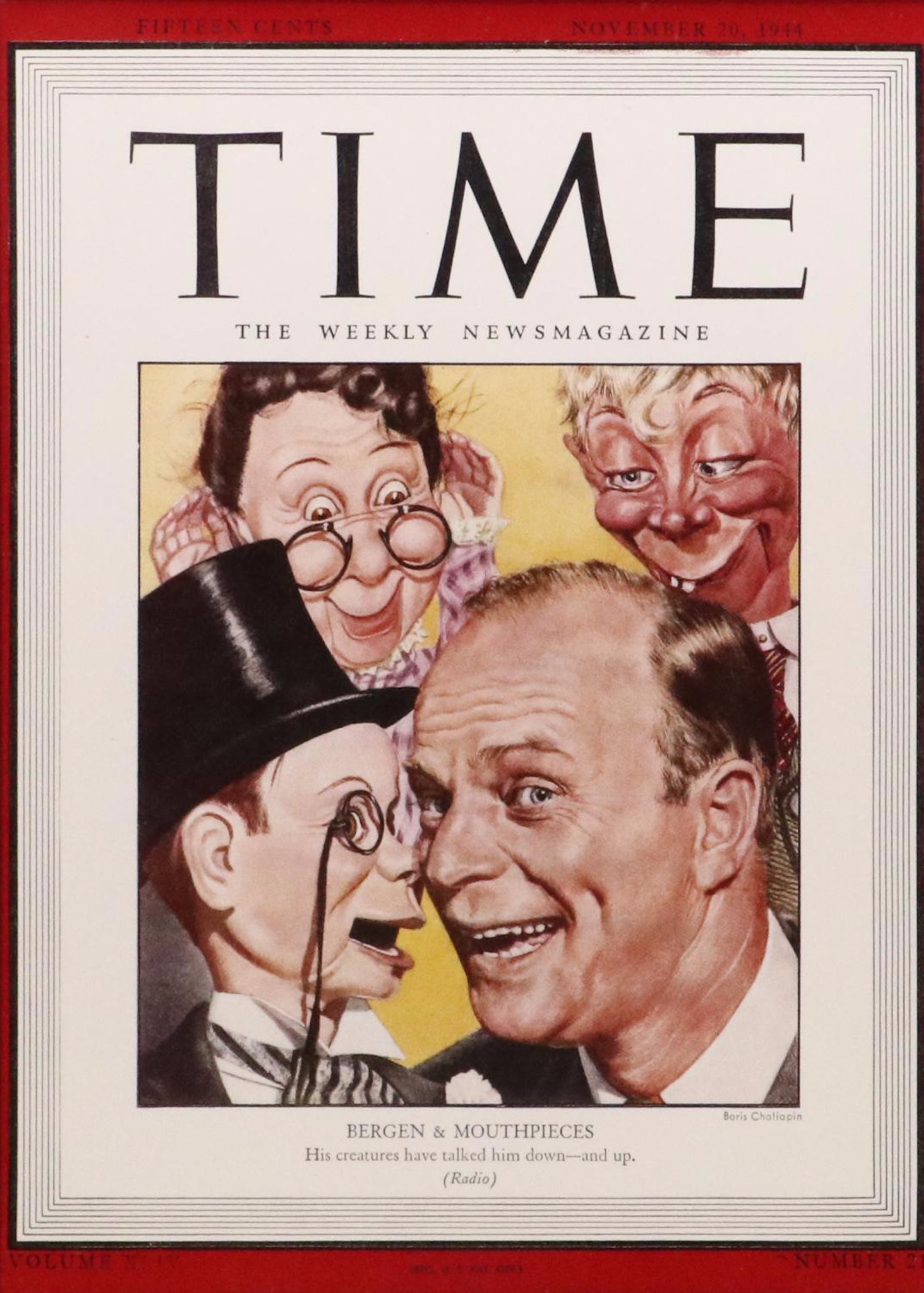 Digital Reproduction Print of 1944 "TIME" Cover Featuring Edgar Bergen