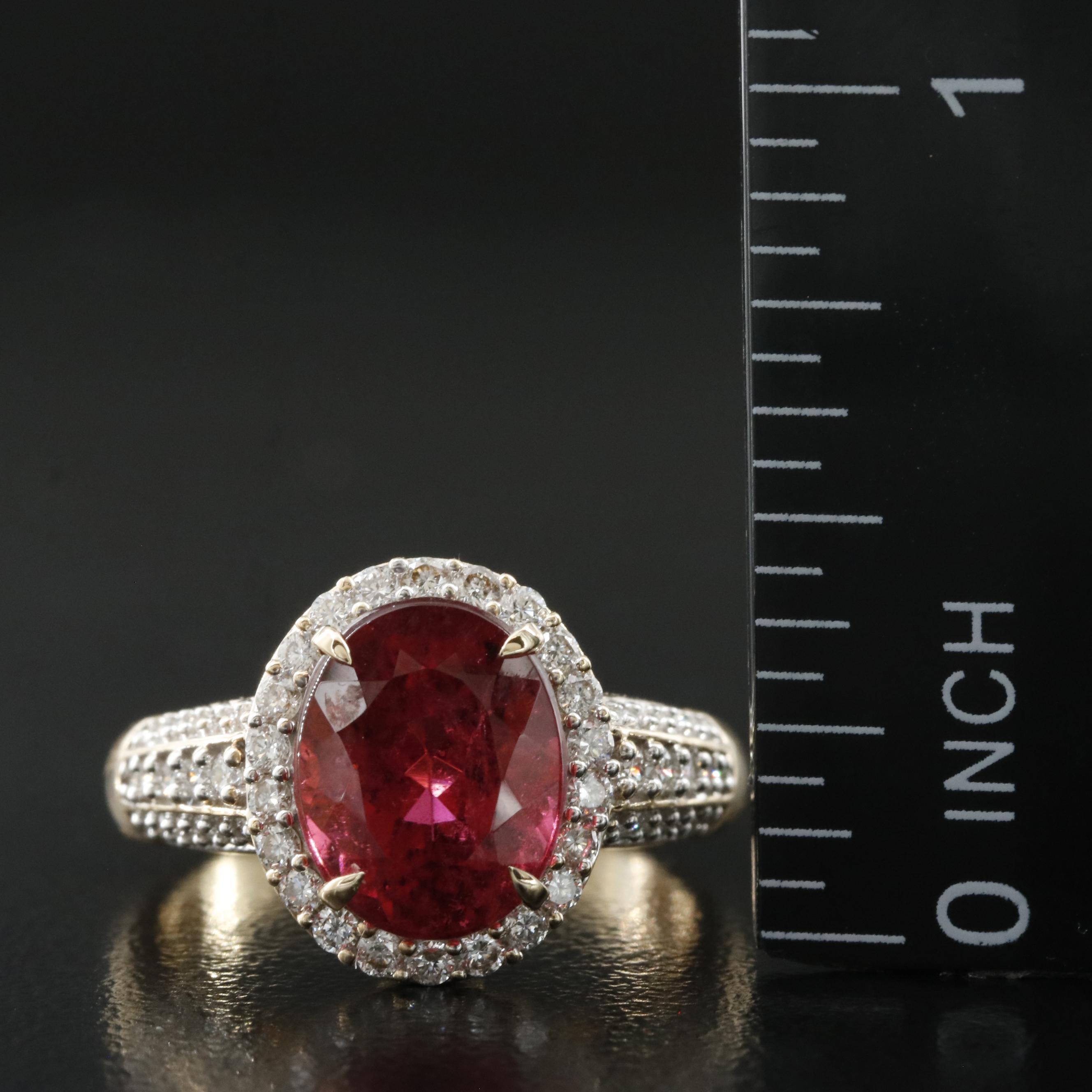 14K 2.58 CT Rubellite and Diamond Ring