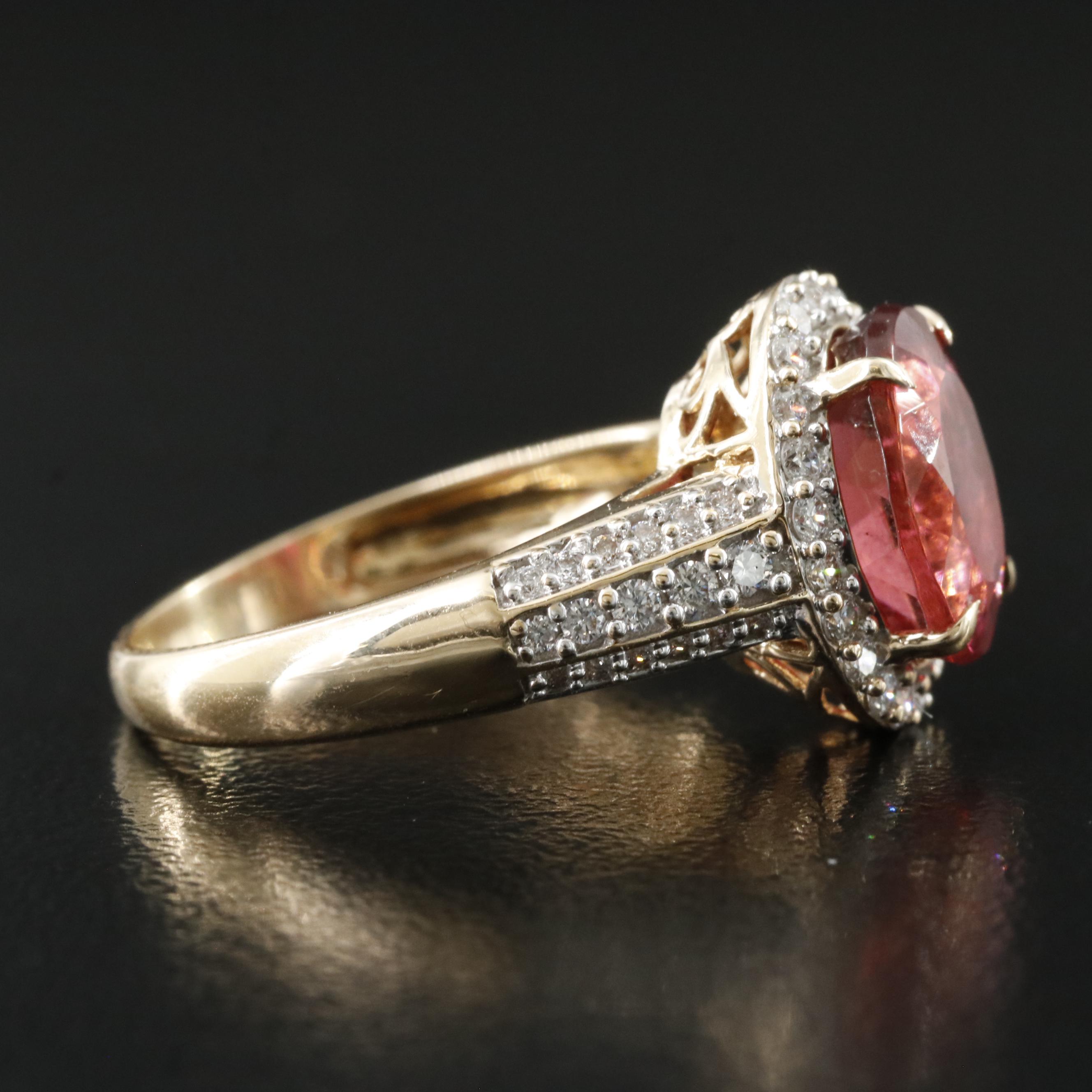 14K 2.58 CT Rubellite and Diamond Ring