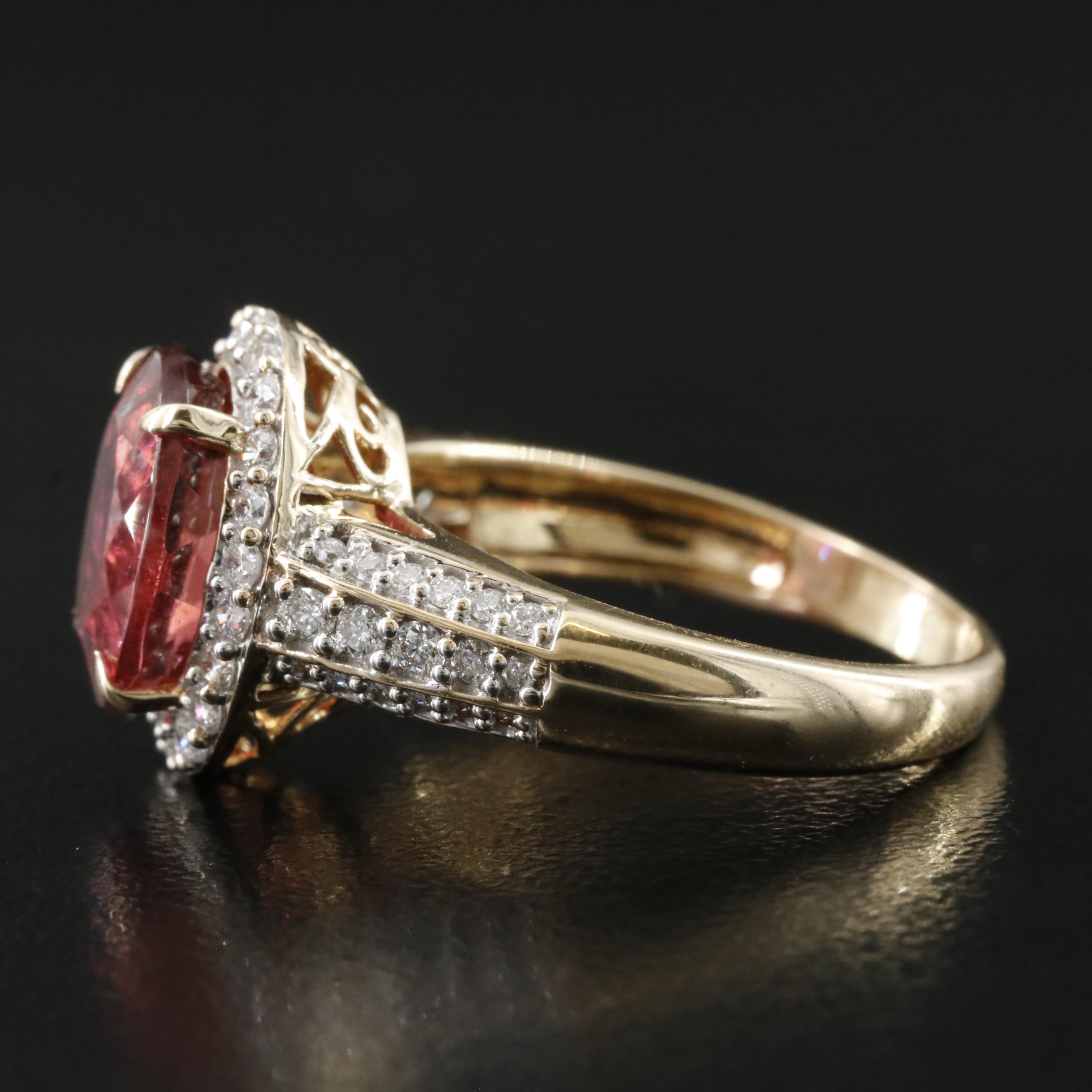 14K 2.58 CT Rubellite and Diamond Ring