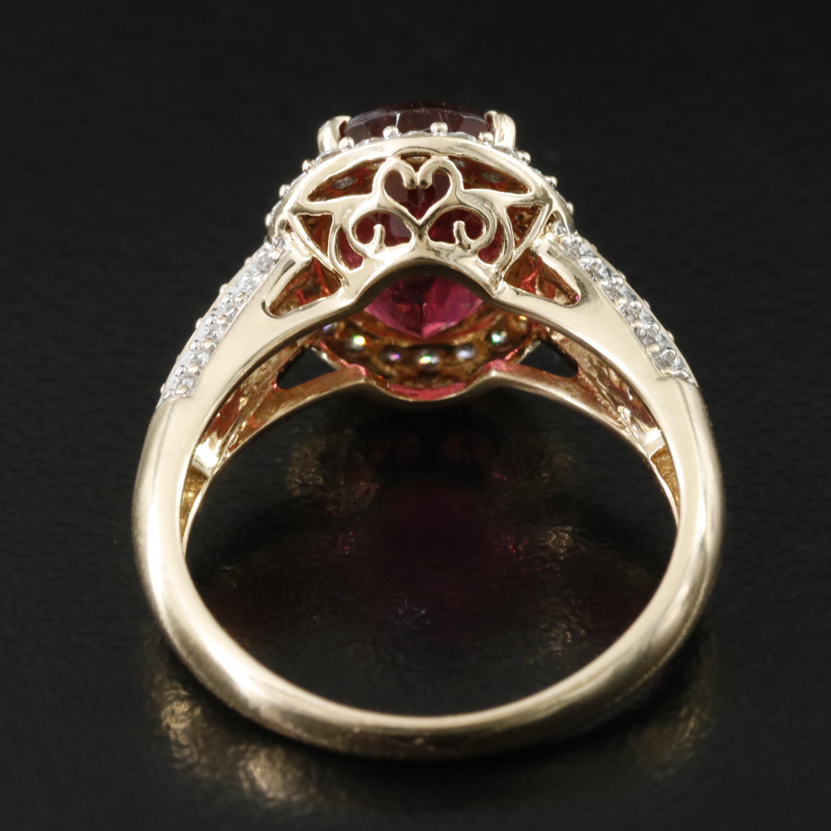 14K 2.58 CT Rubellite and Diamond Ring