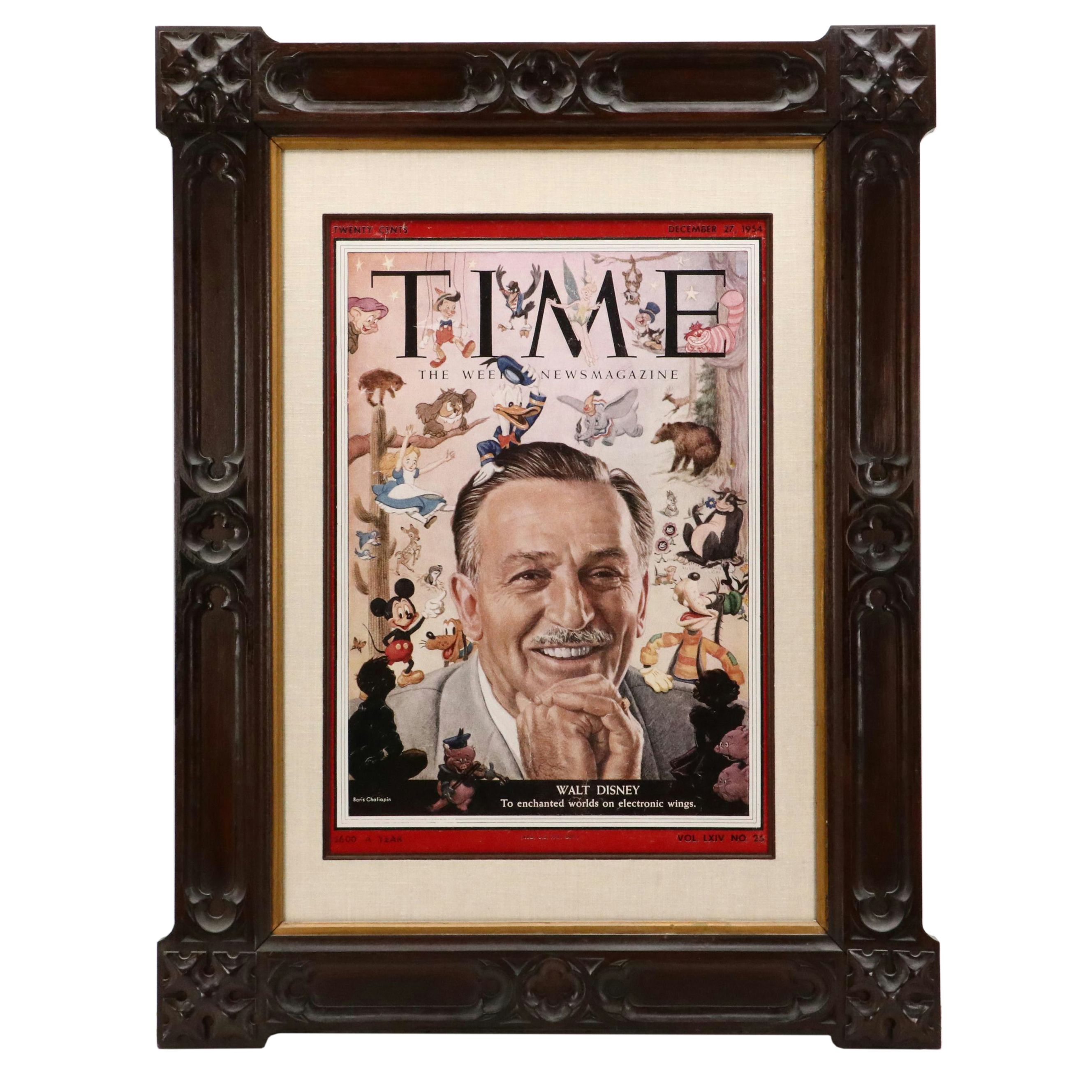 Digital Reproduction Print of 1954 "TIME" Cover Featuring Walt Disney