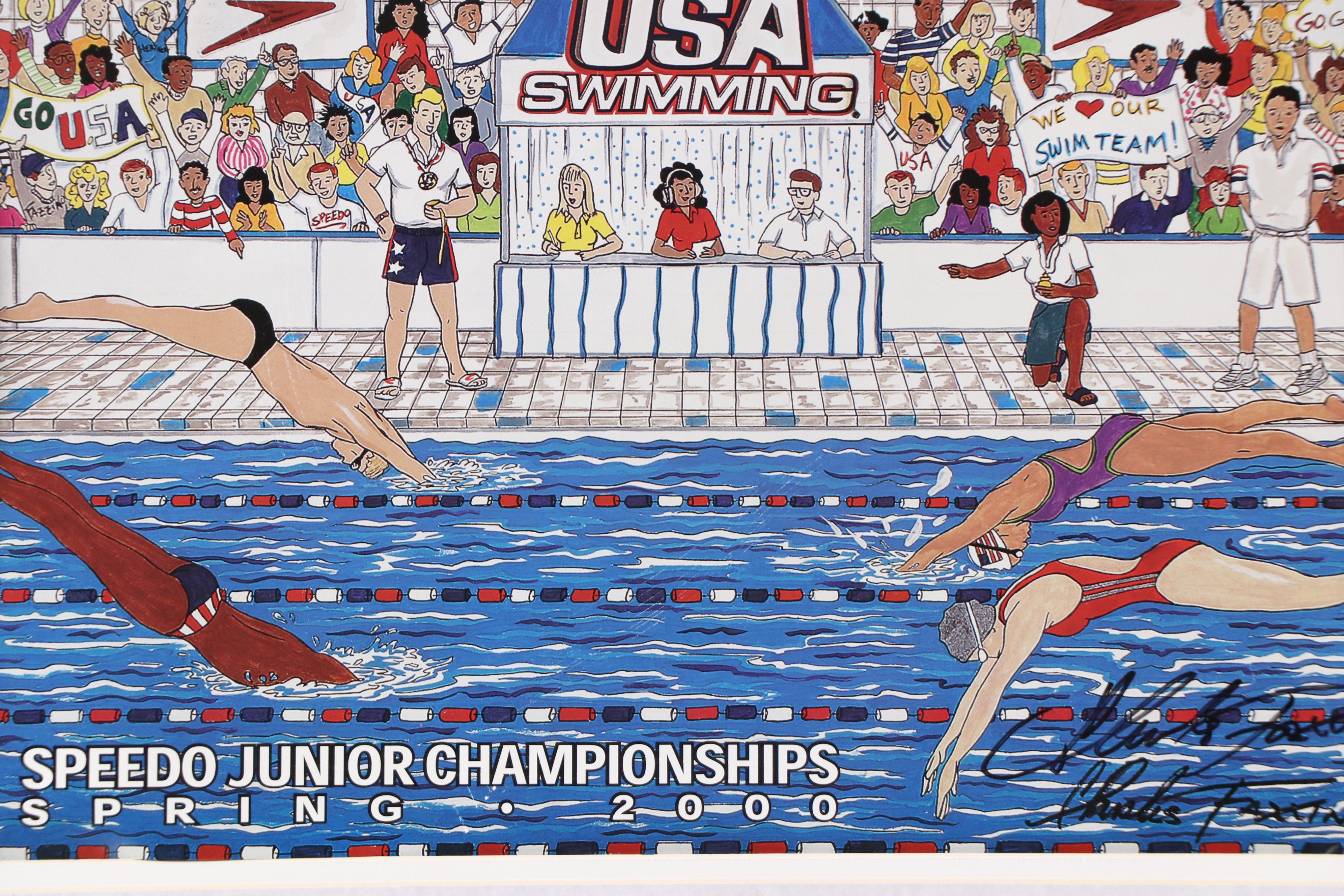 Charles Fazzino Offset Poster for the Speedo Junior Championships, 2000