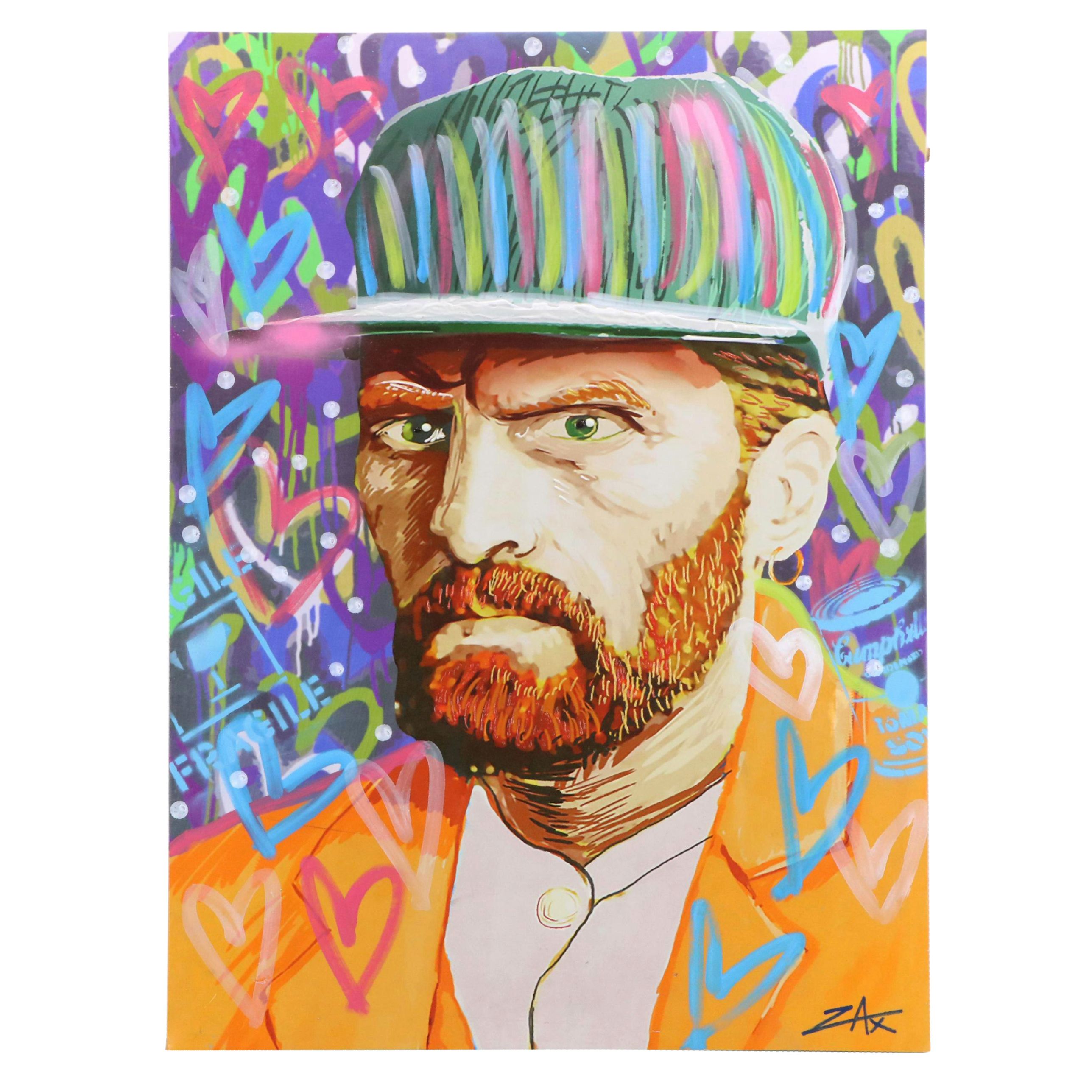 E.M. Zax Mixed Media Painting "Homage to Van Gogh," 2023