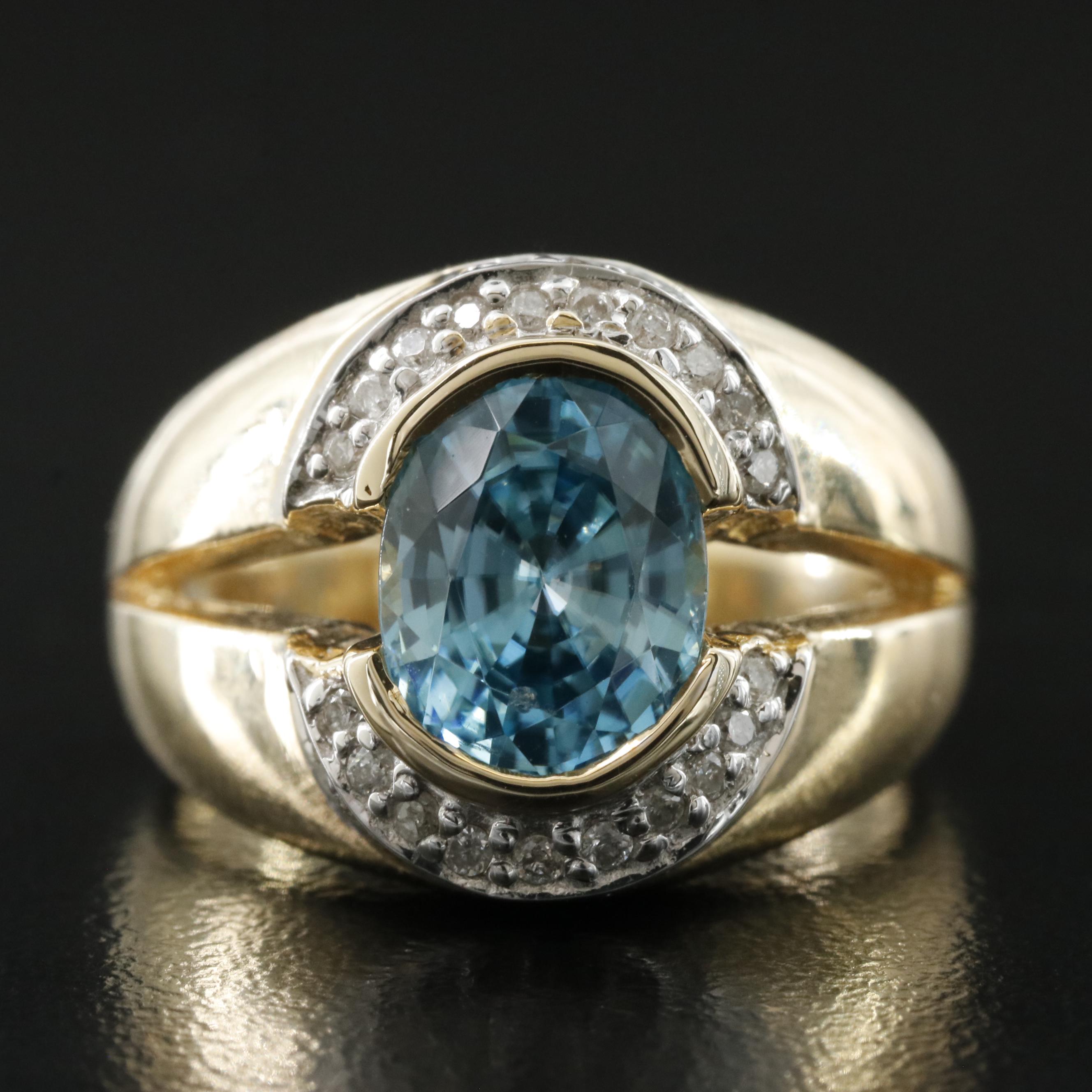 10K Zircon and Diamond  Ring