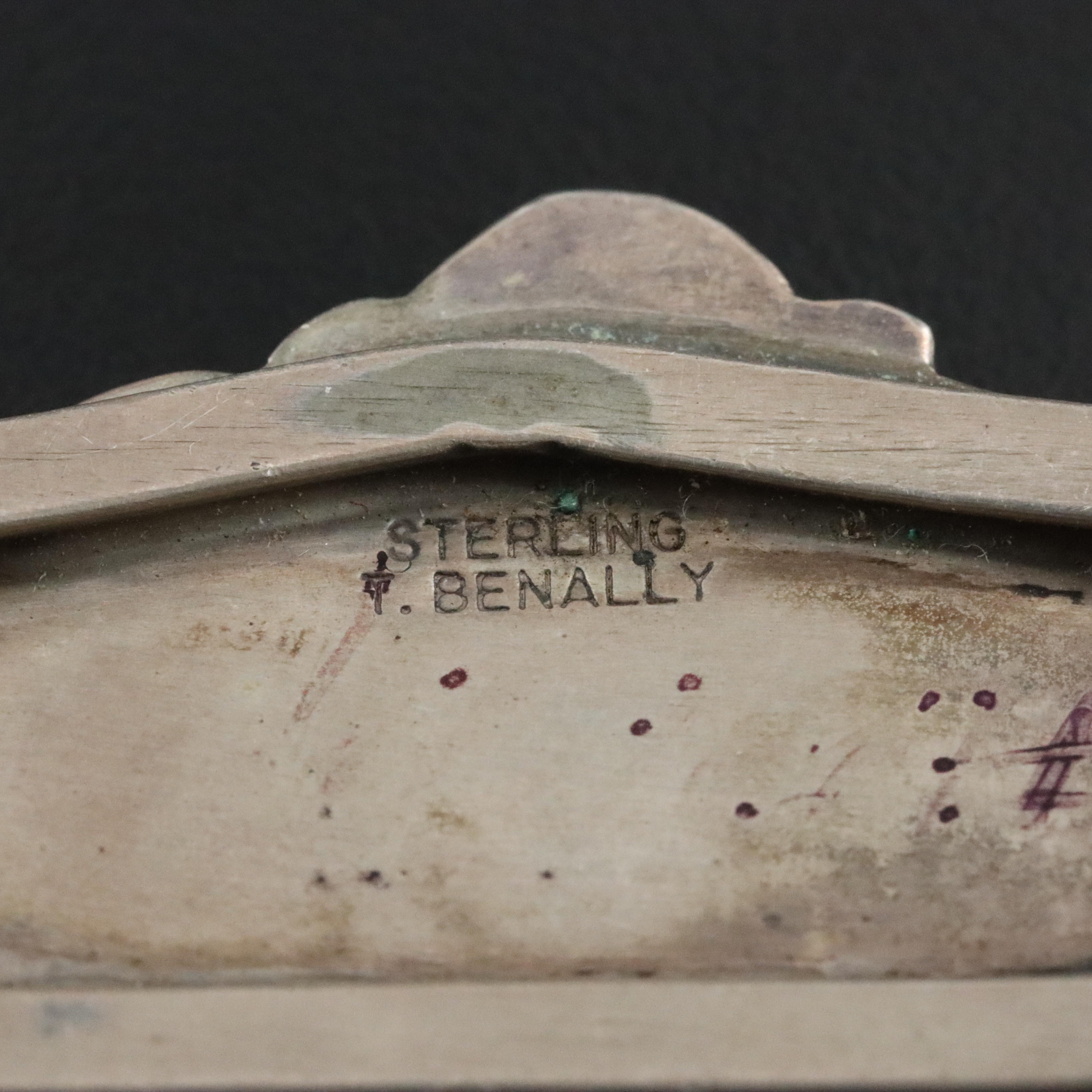 Southwestern T. Benally Sterling Turquoise Cluster Cuff Bracelet