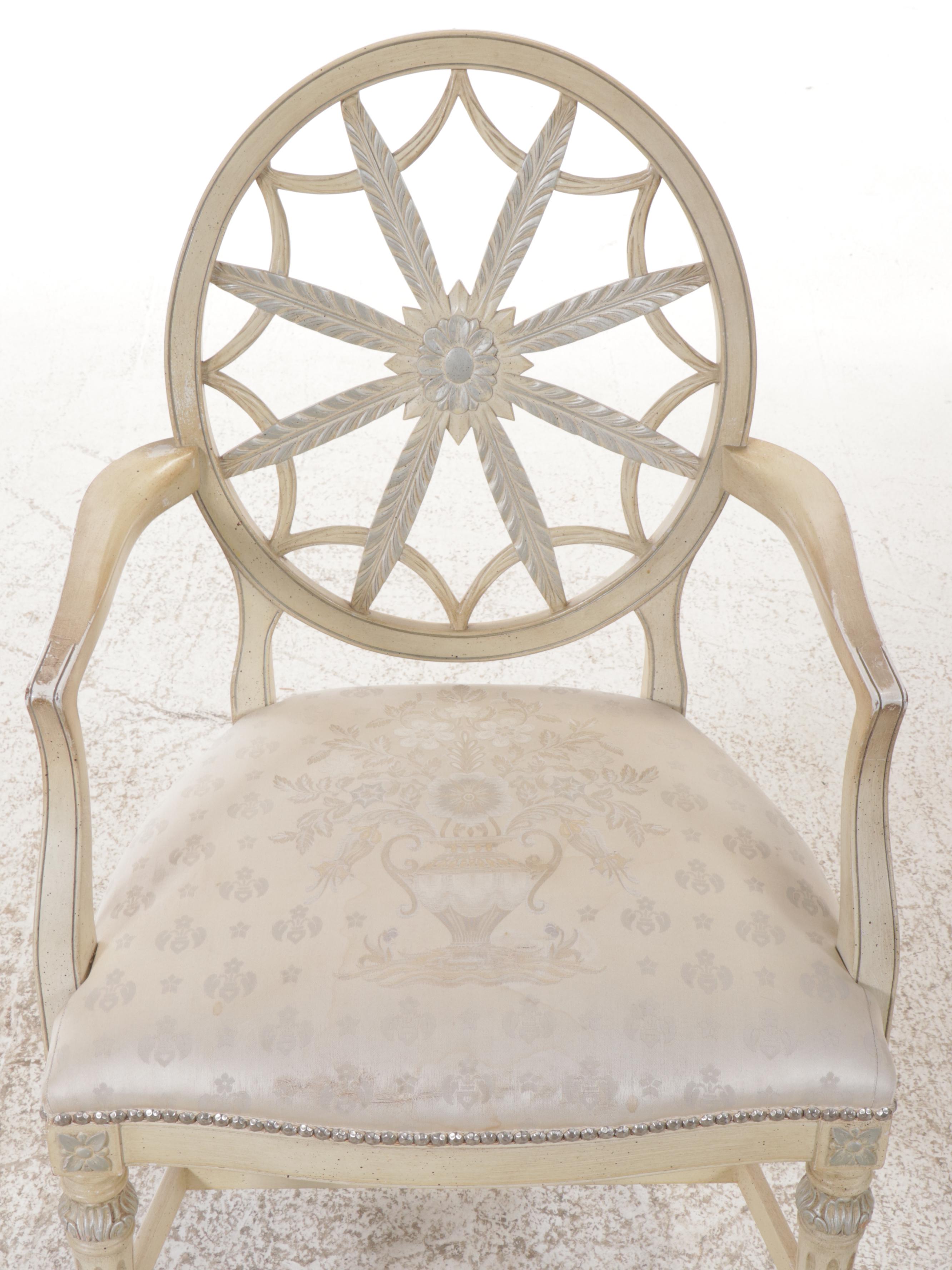 Adam Style Painted-Wood Armchair, Late 20th Century