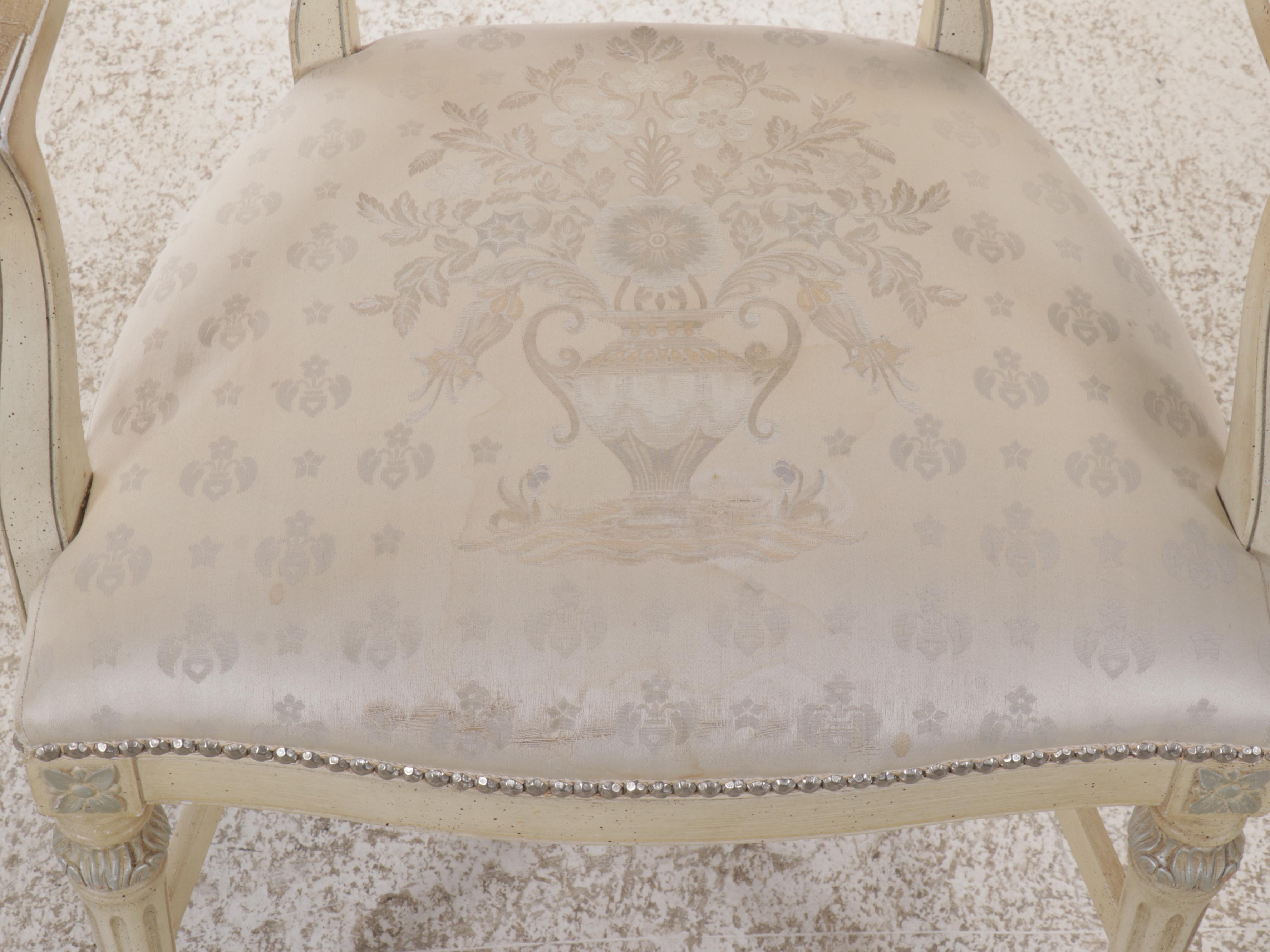 Adam Style Painted-Wood Armchair, Late 20th Century