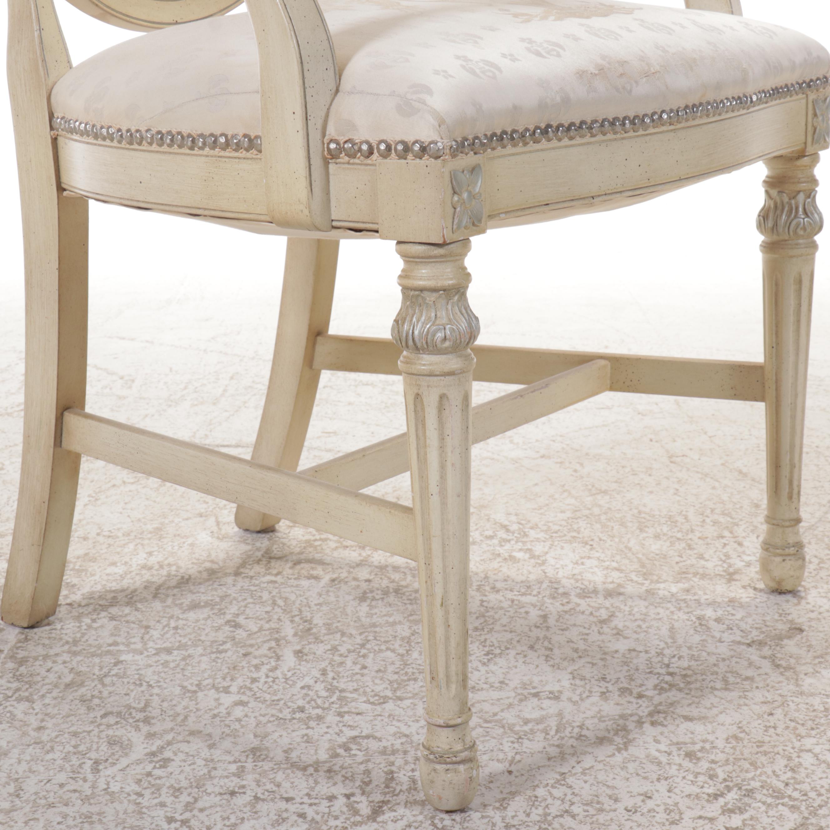 Adam Style Painted-Wood Armchair, Late 20th Century