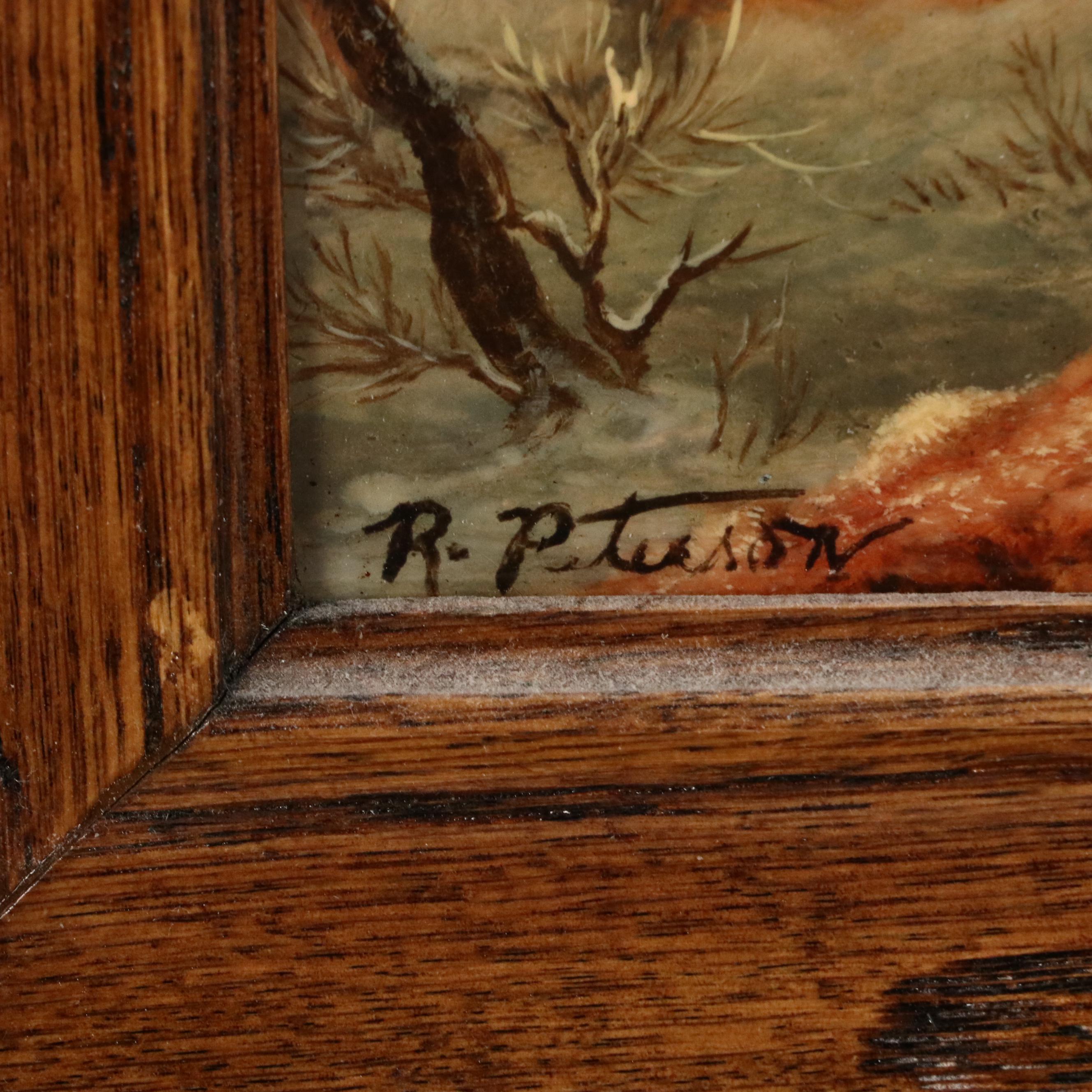 R. Peterson European School Oil Painting of Winter Scene