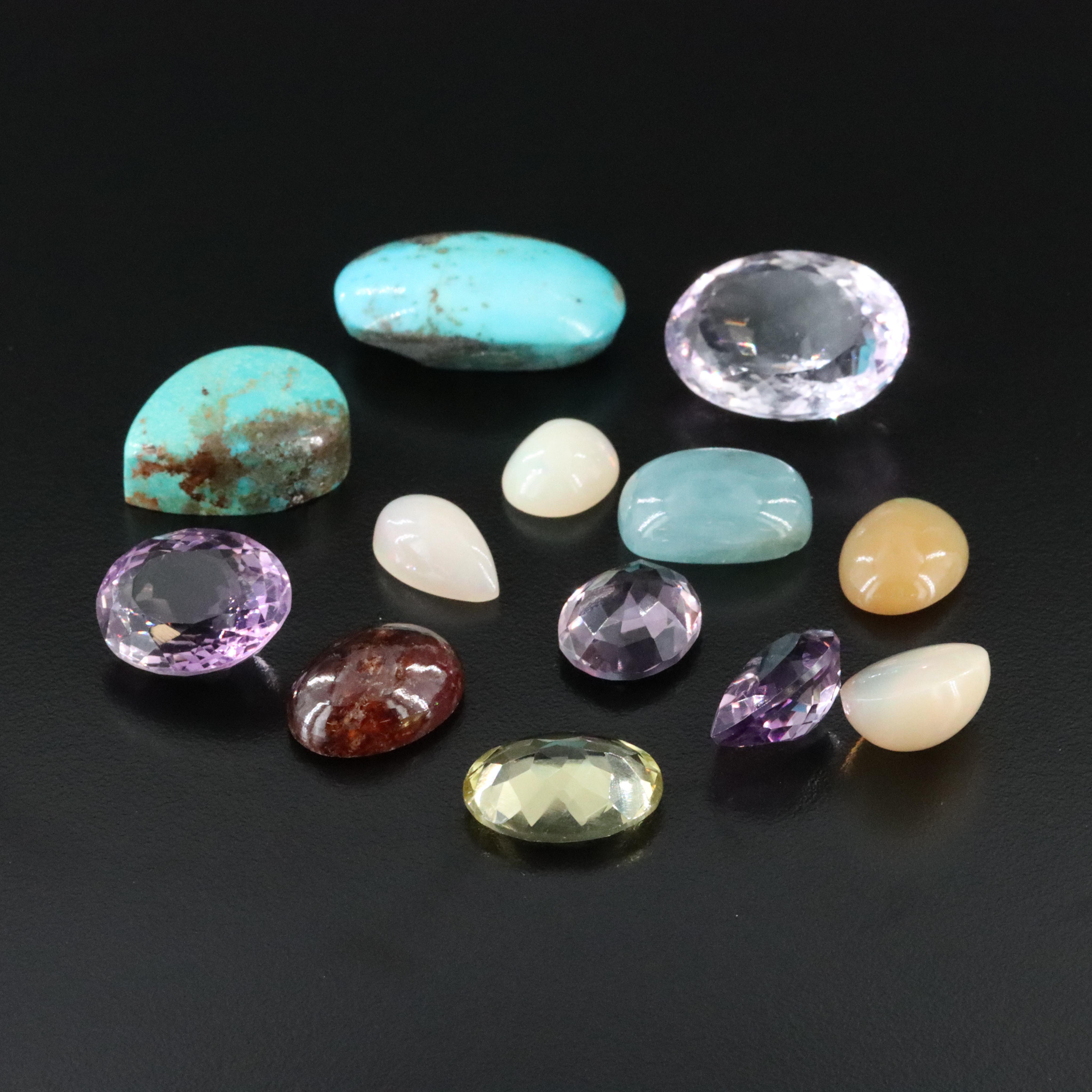 Loose 187.41 CTW Gemstone Lot Including Amethyst, Opal and Turquoise