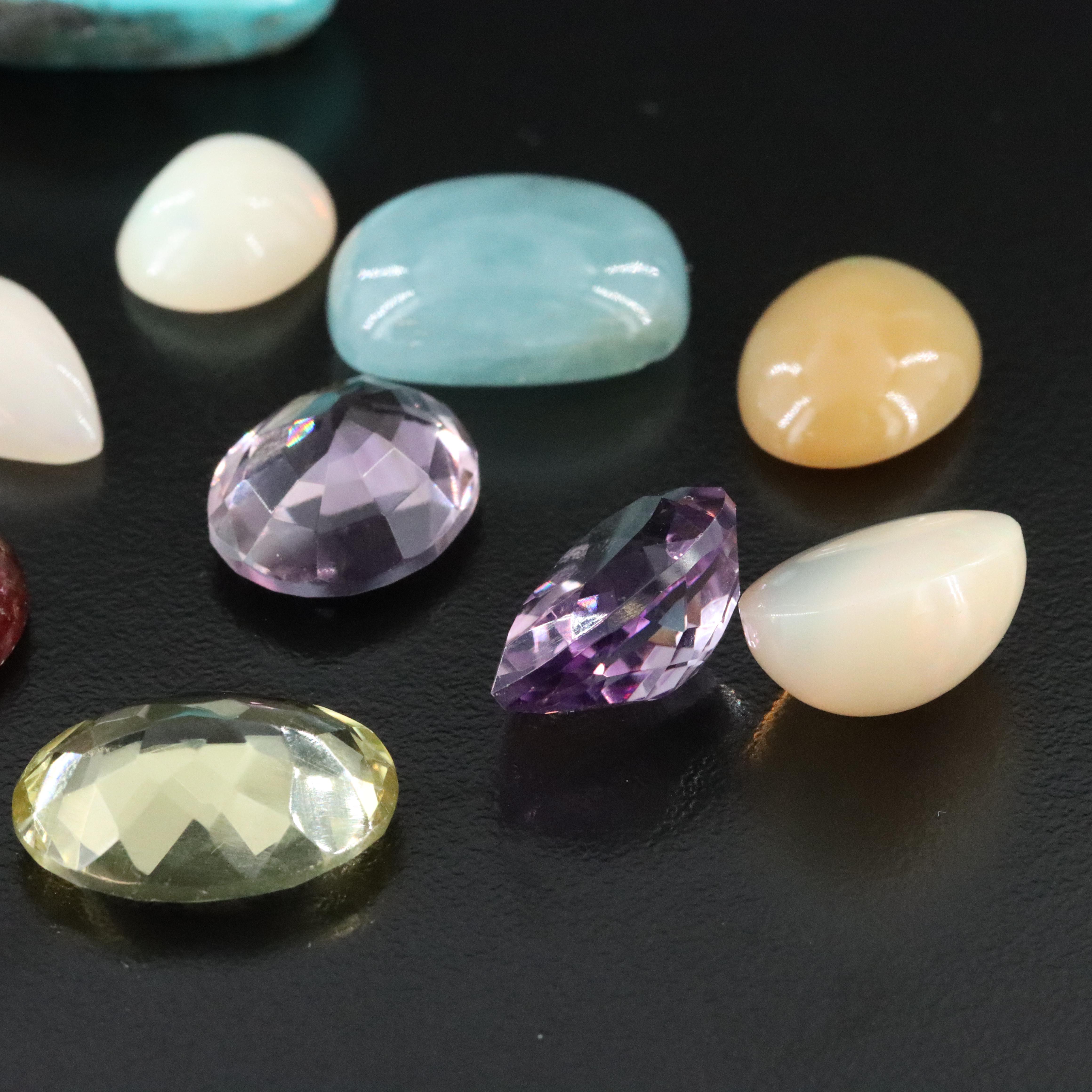 Loose 187.41 CTW Gemstone Lot Including Amethyst, Opal and Turquoise