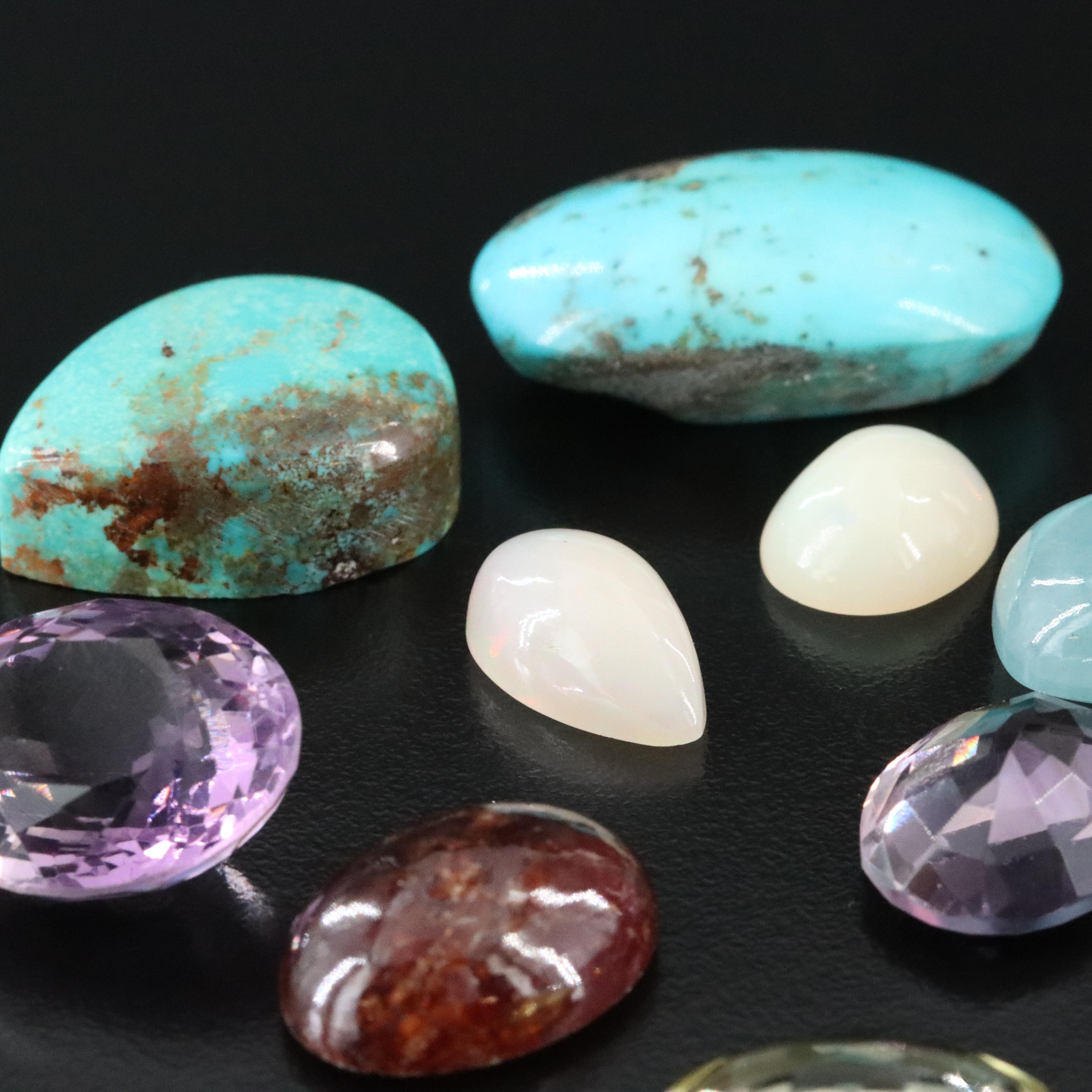 Loose 187.41 CTW Gemstone Lot Including Amethyst, Opal and Turquoise