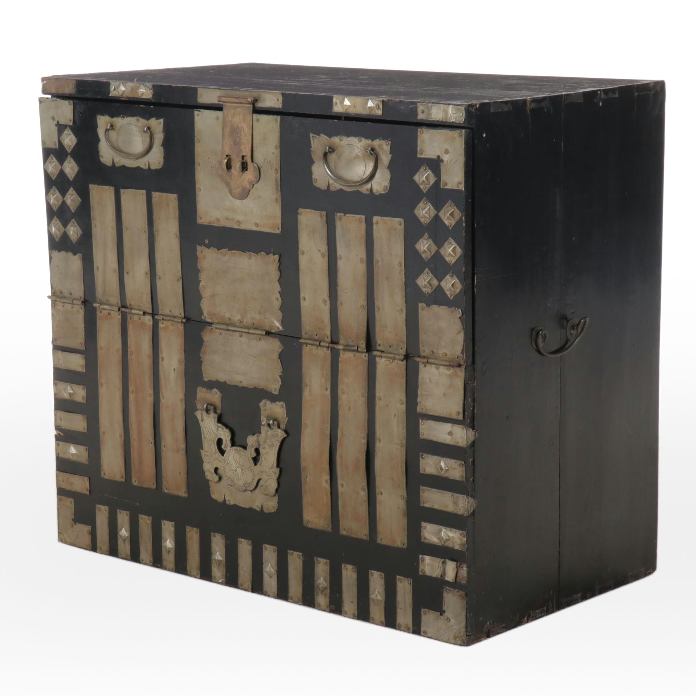 Korean Bandaji Chest with Etched White Brass Adornments