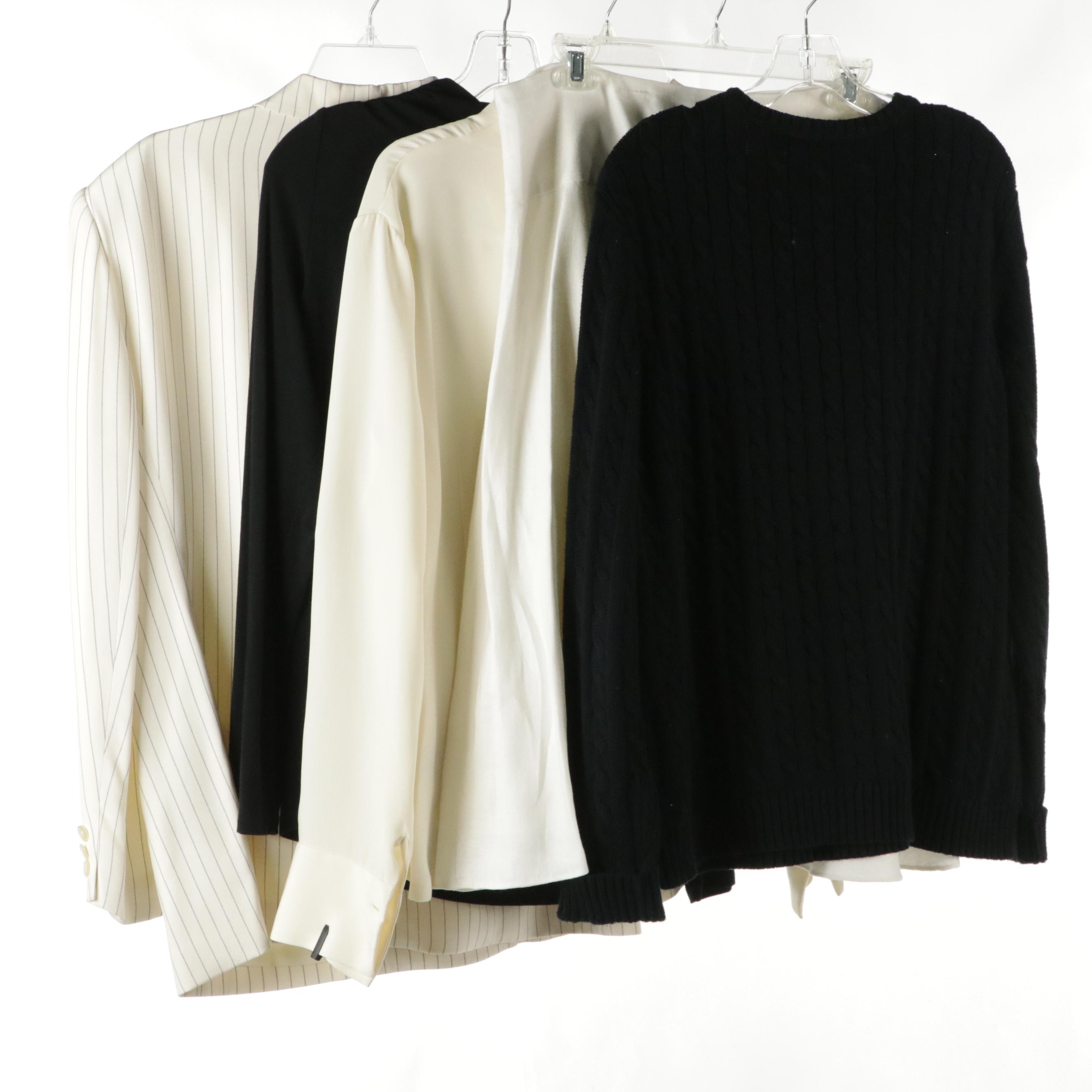 Lauren Ralph Lauren Striped Silk Blazer, Long Sleeve Blouses, Skirt and Sweater