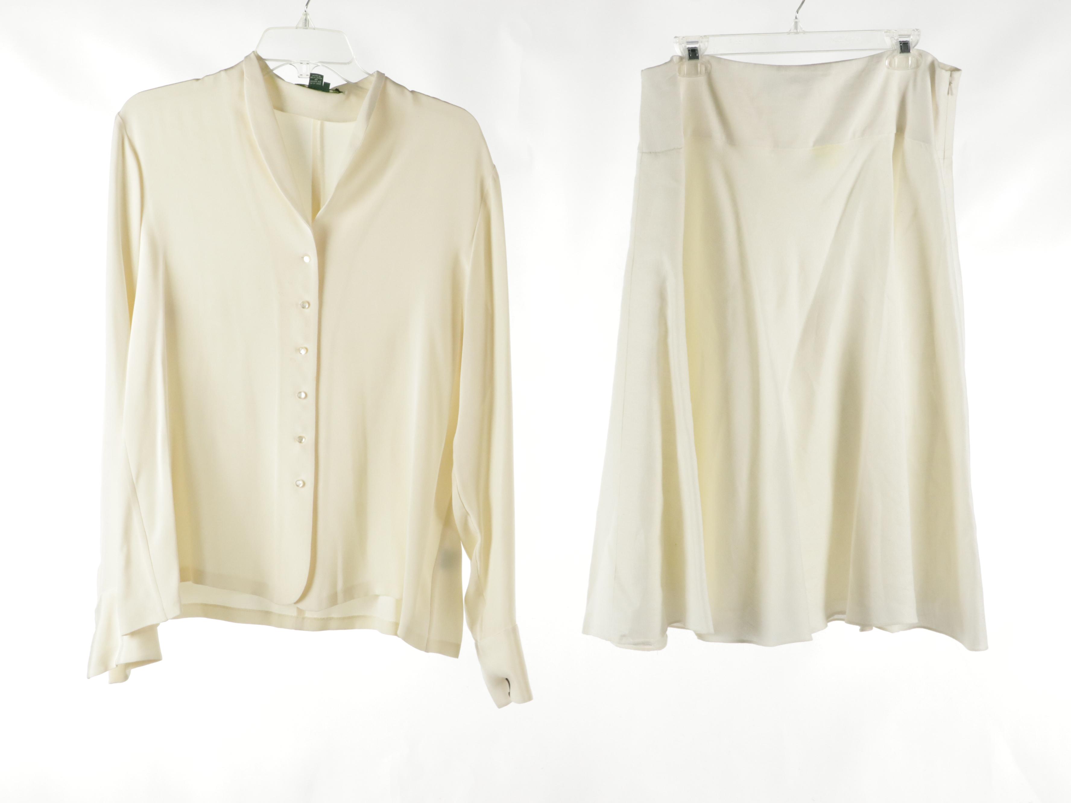 Lauren Ralph Lauren Striped Silk Blazer, Long Sleeve Blouses, Skirt and Sweater