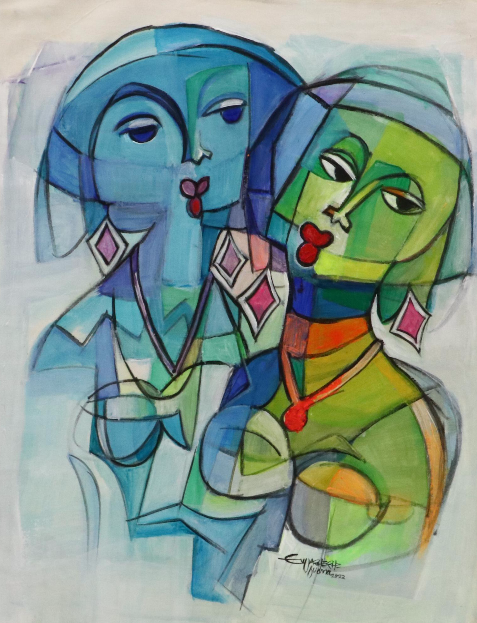 Evuarherhe Ufuoma Figurative Acrylic Painting "My Love," 2022