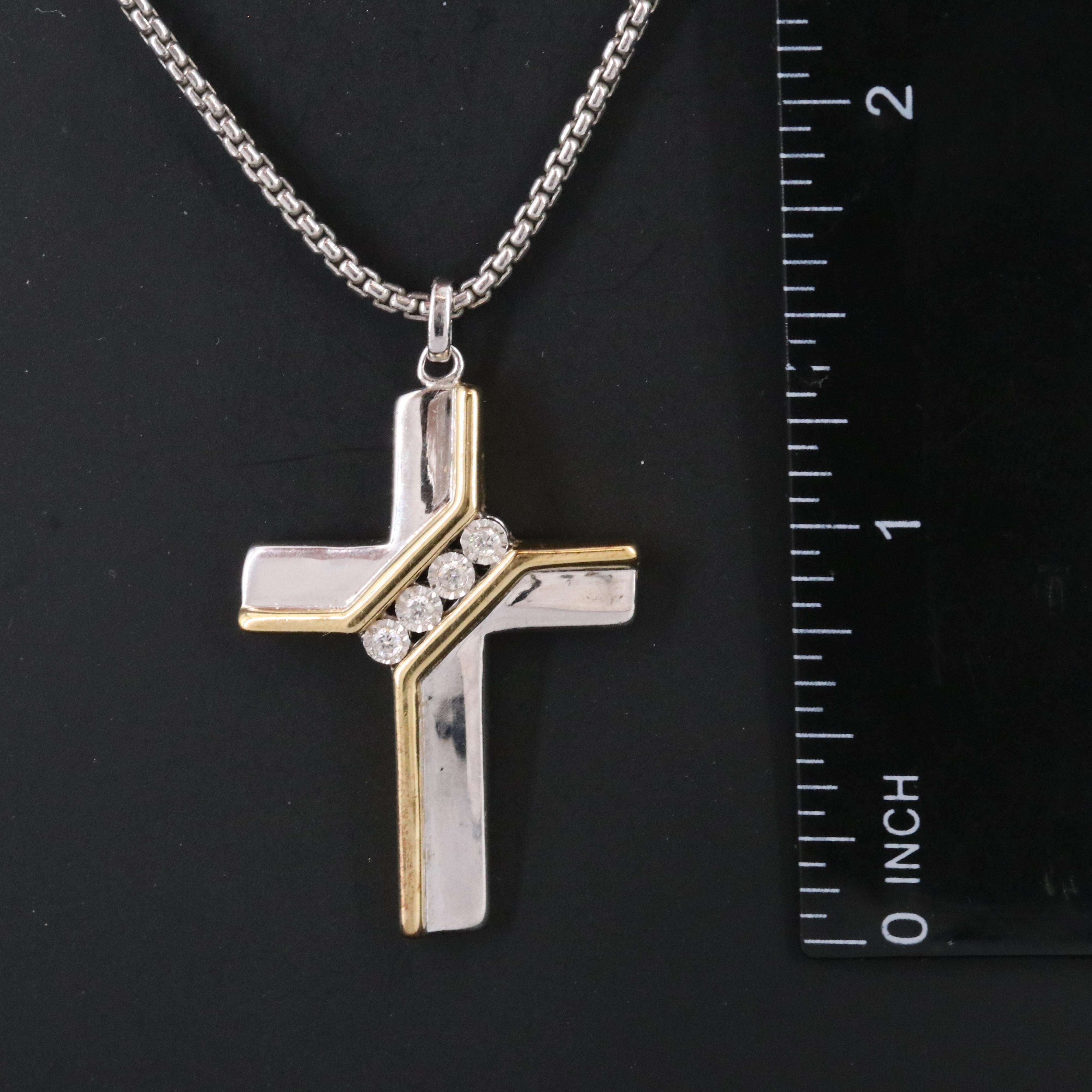 Sterling Diamond Cross Pendant Necklace