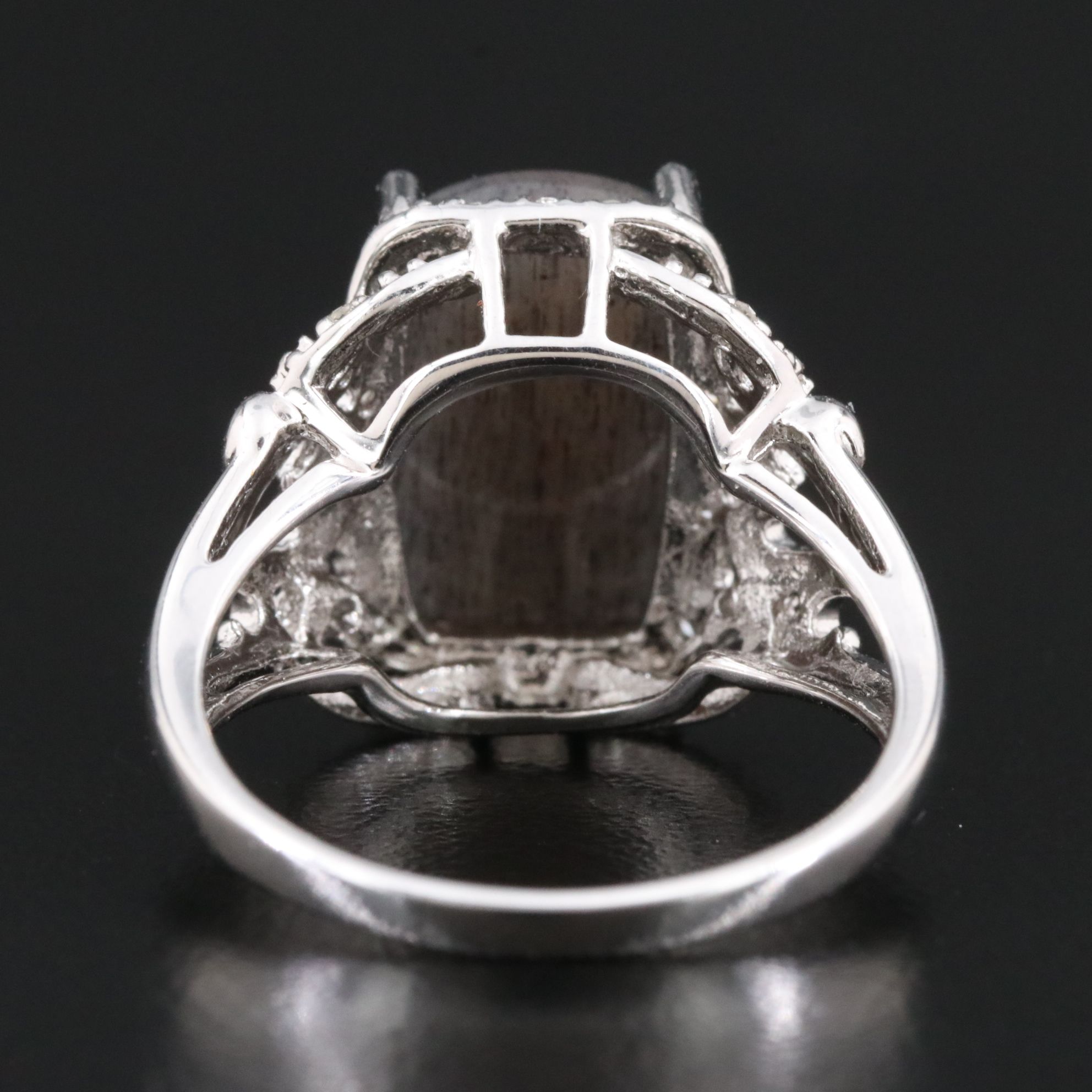 Sterling Sunstone and Diamond Ring