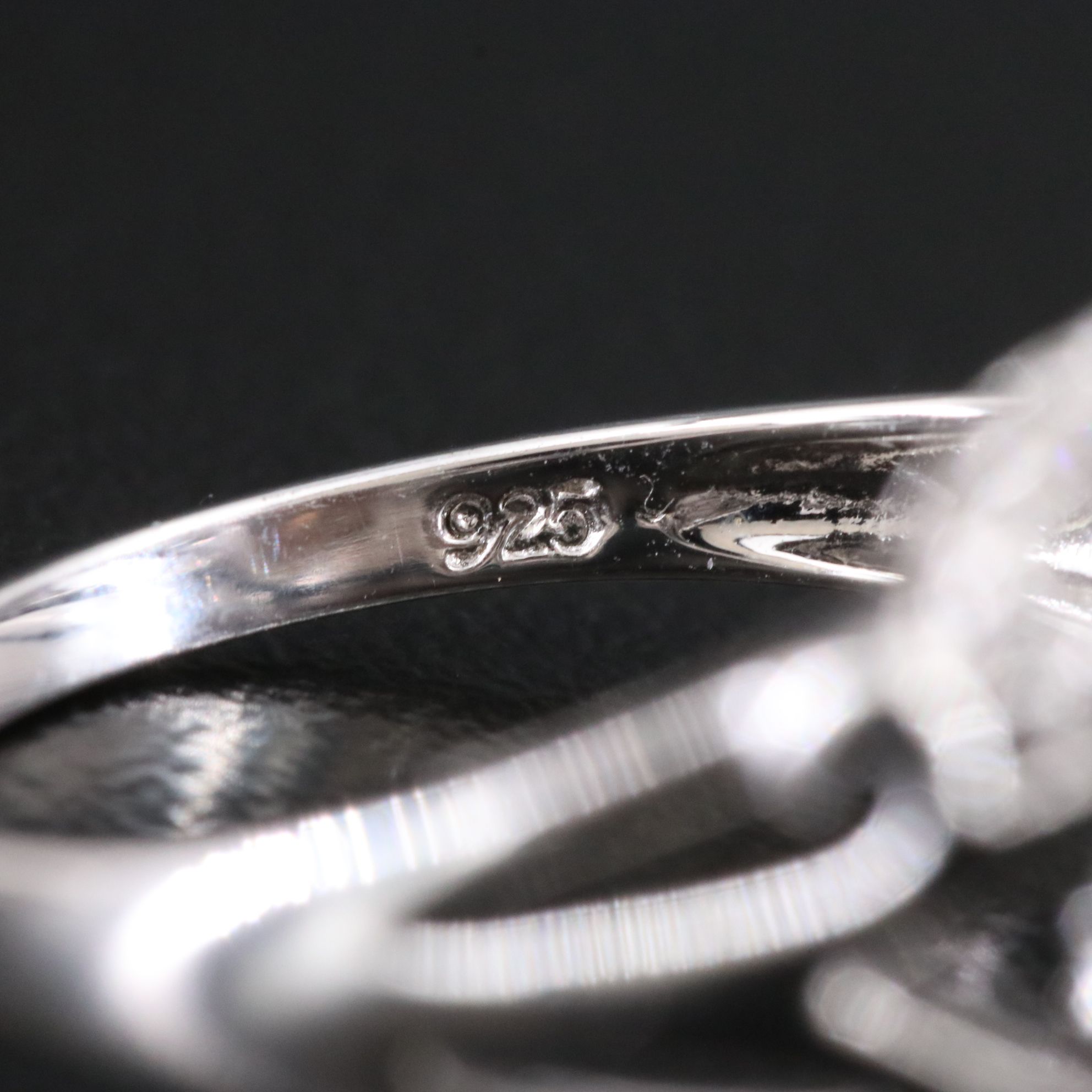 Sterling Sunstone and Diamond Ring