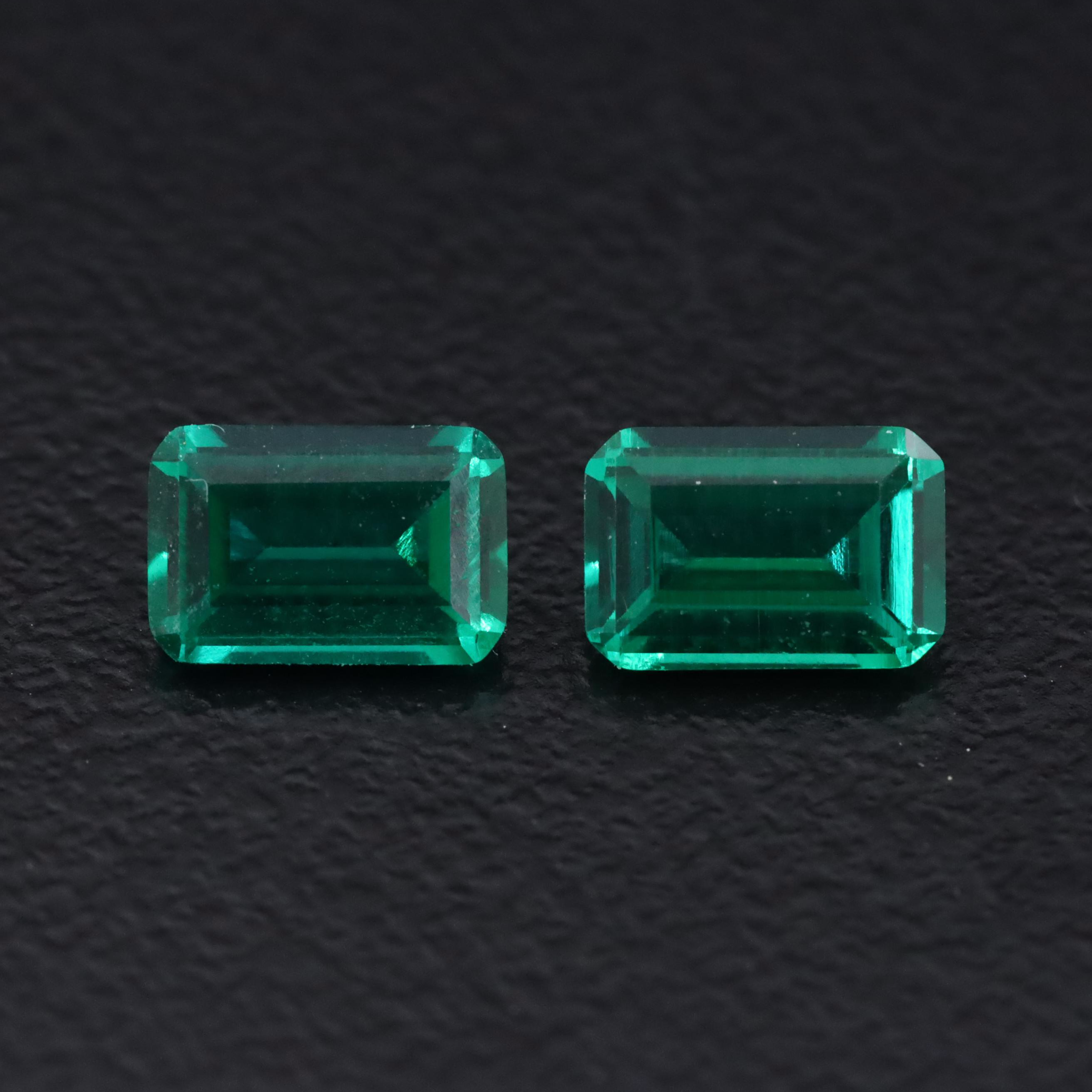 Loose 0.95 CTW Lab Grown Emerald Matched Pair