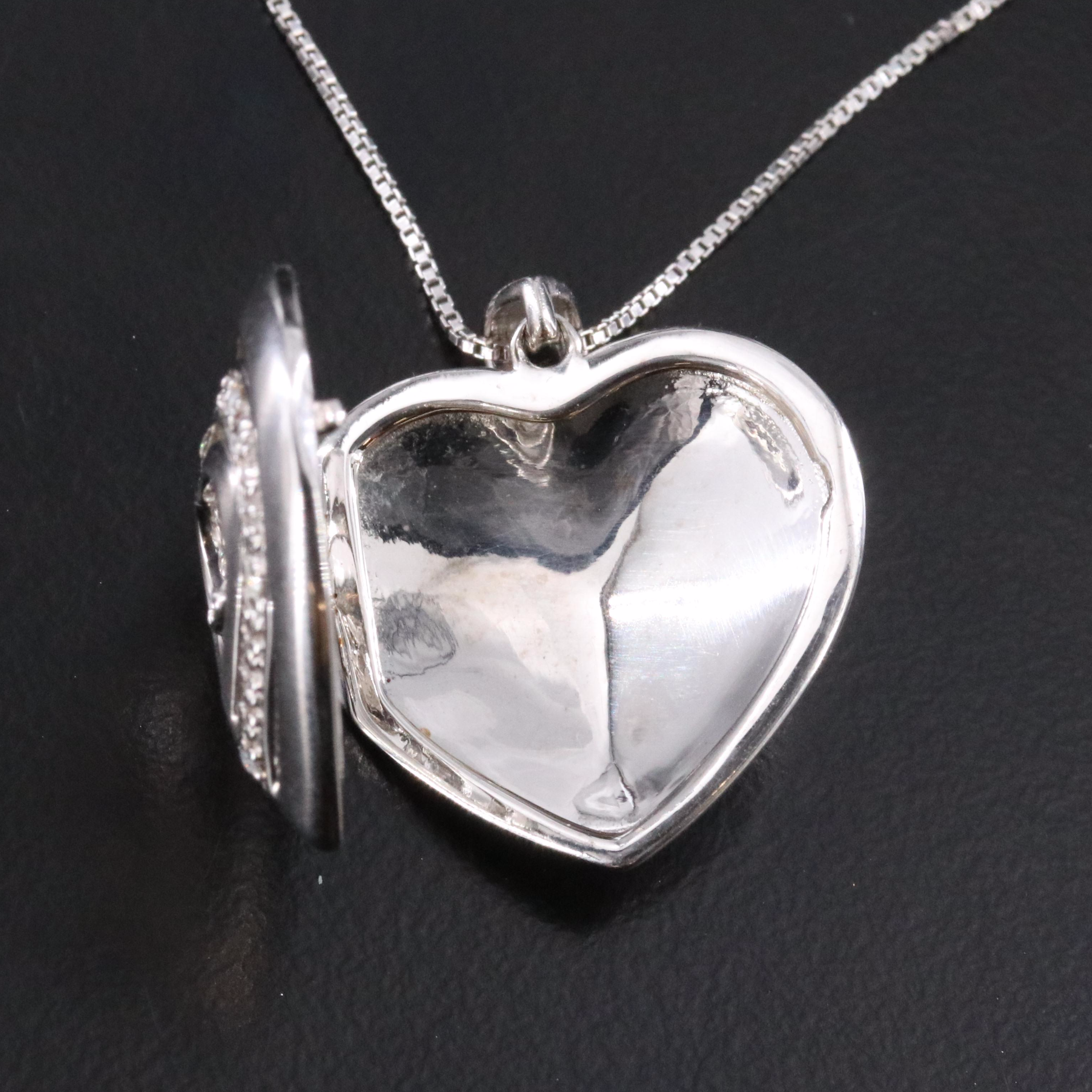 Sterling Diamond Trembler Heart Pendant Necklace