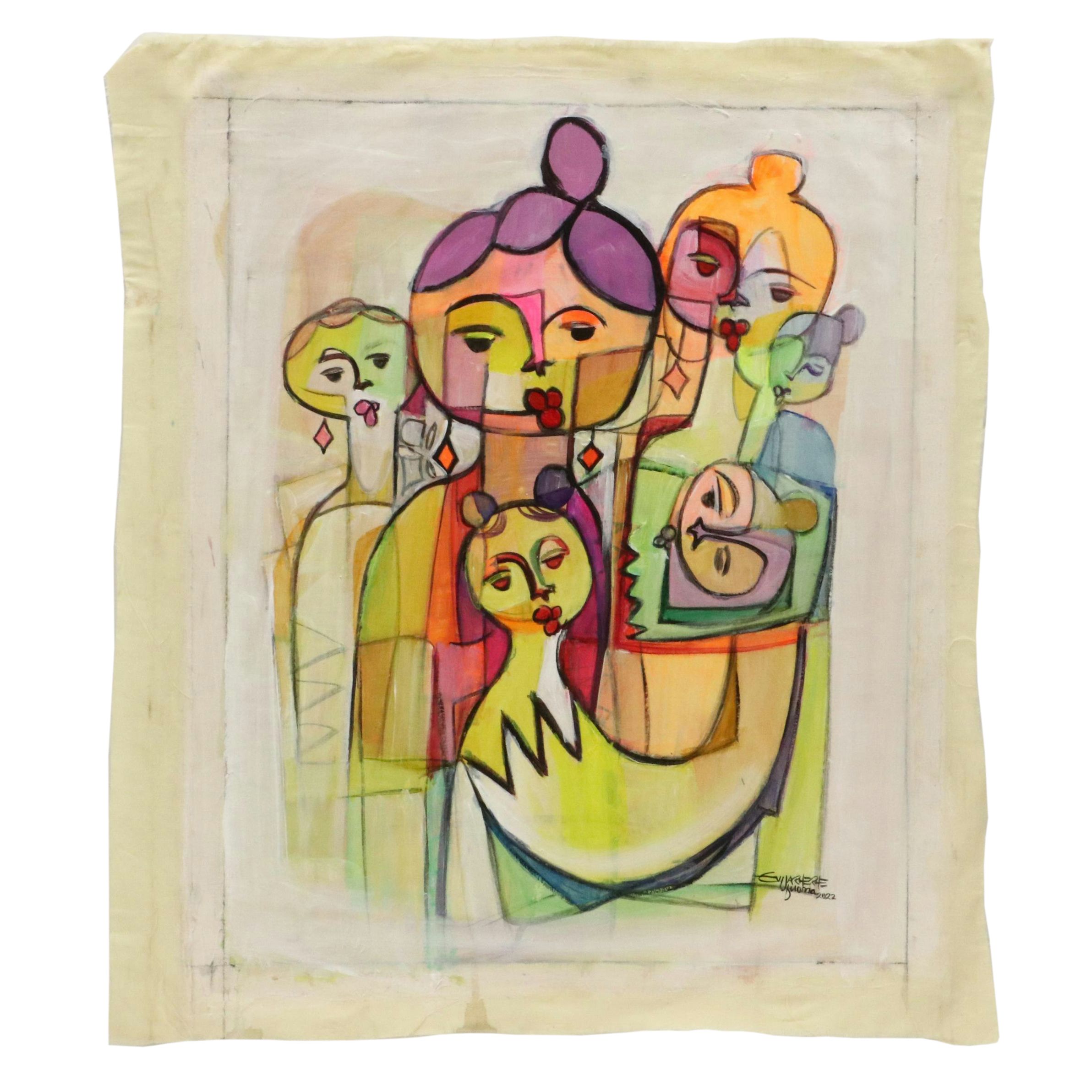 Evuarherhe Ufuoma Figurative Acrylic Painting "Selfie," 2022