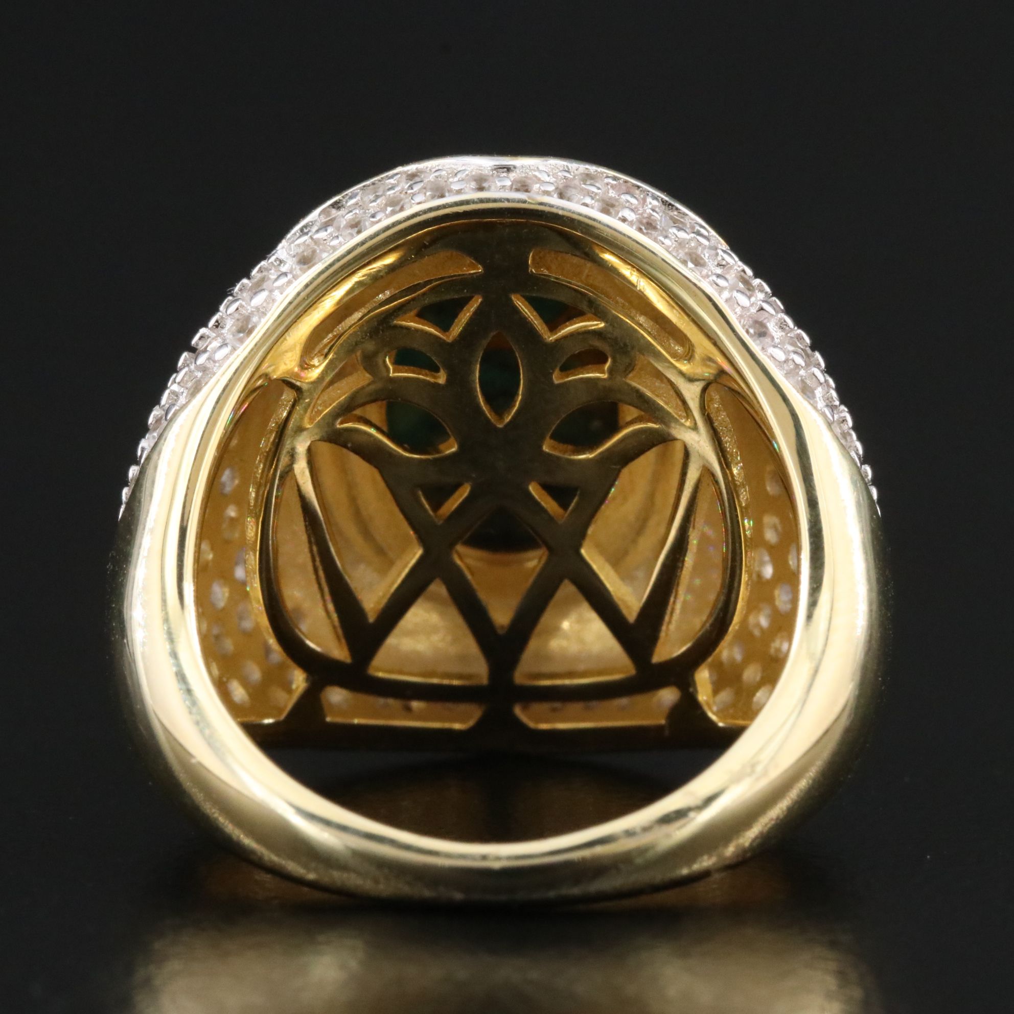 Sterling Turquoise, White Zircon and Enamel Dome Ring