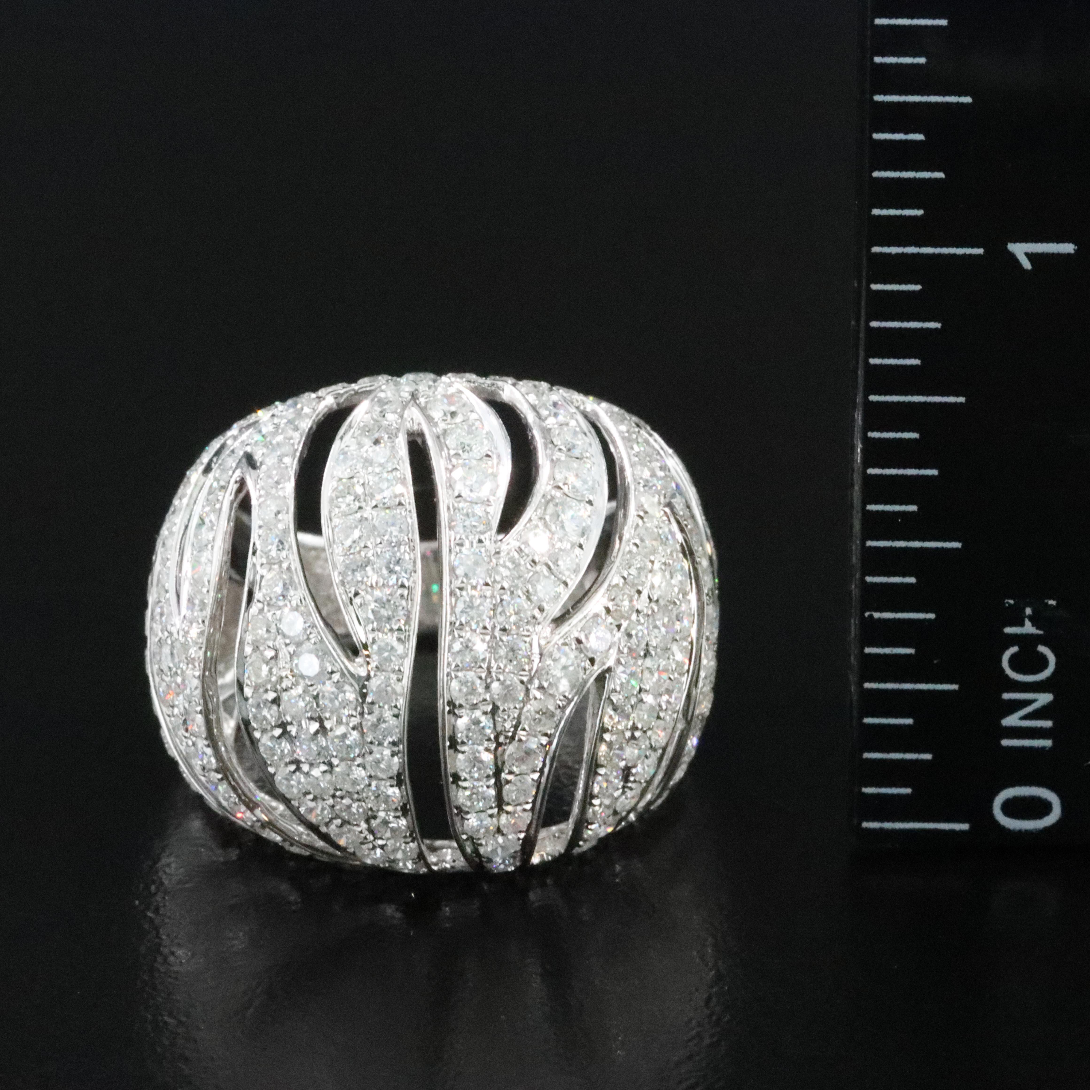 14K 4.96 CTW Diamond Striped Dome Ring