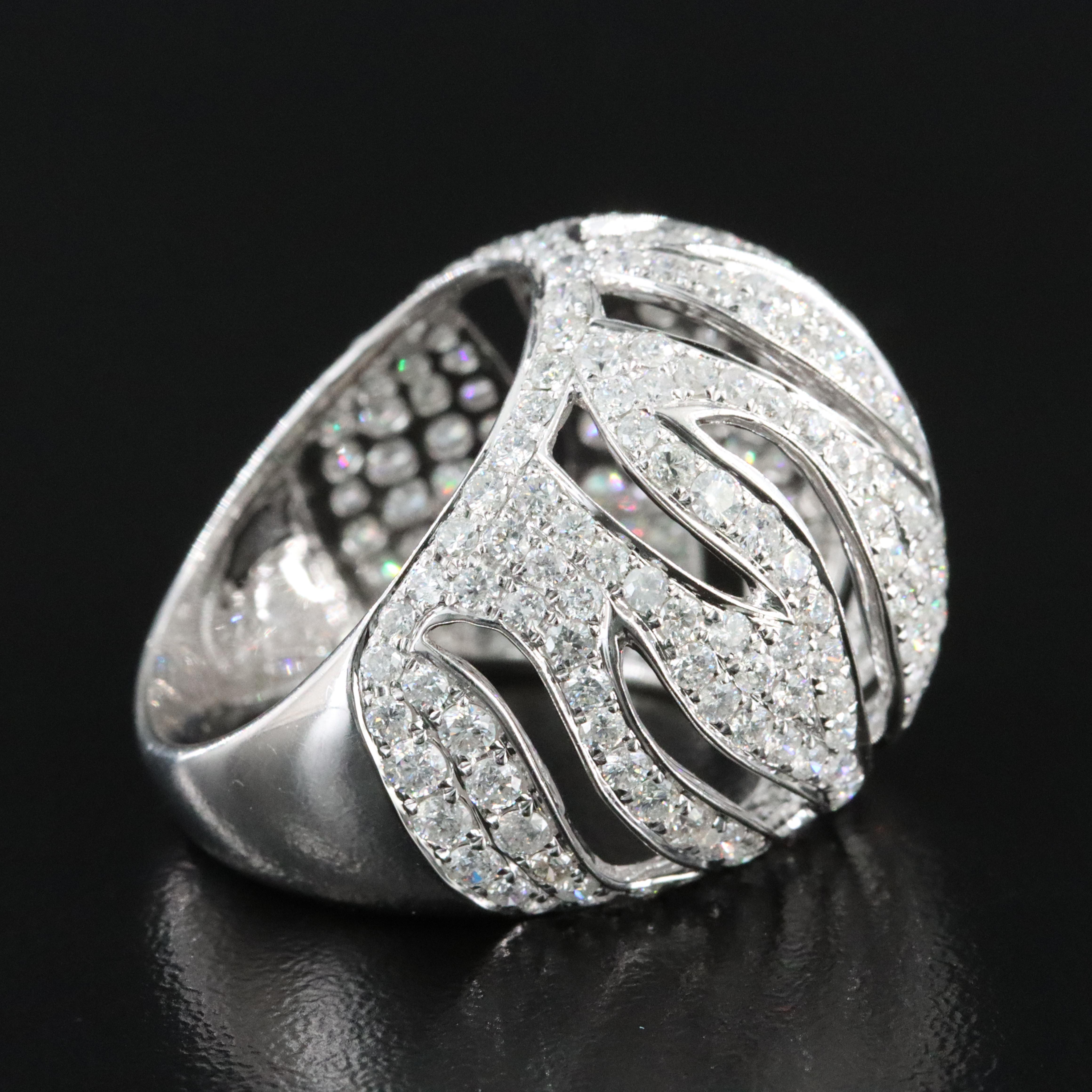 14K 4.96 CTW Diamond Striped Dome Ring