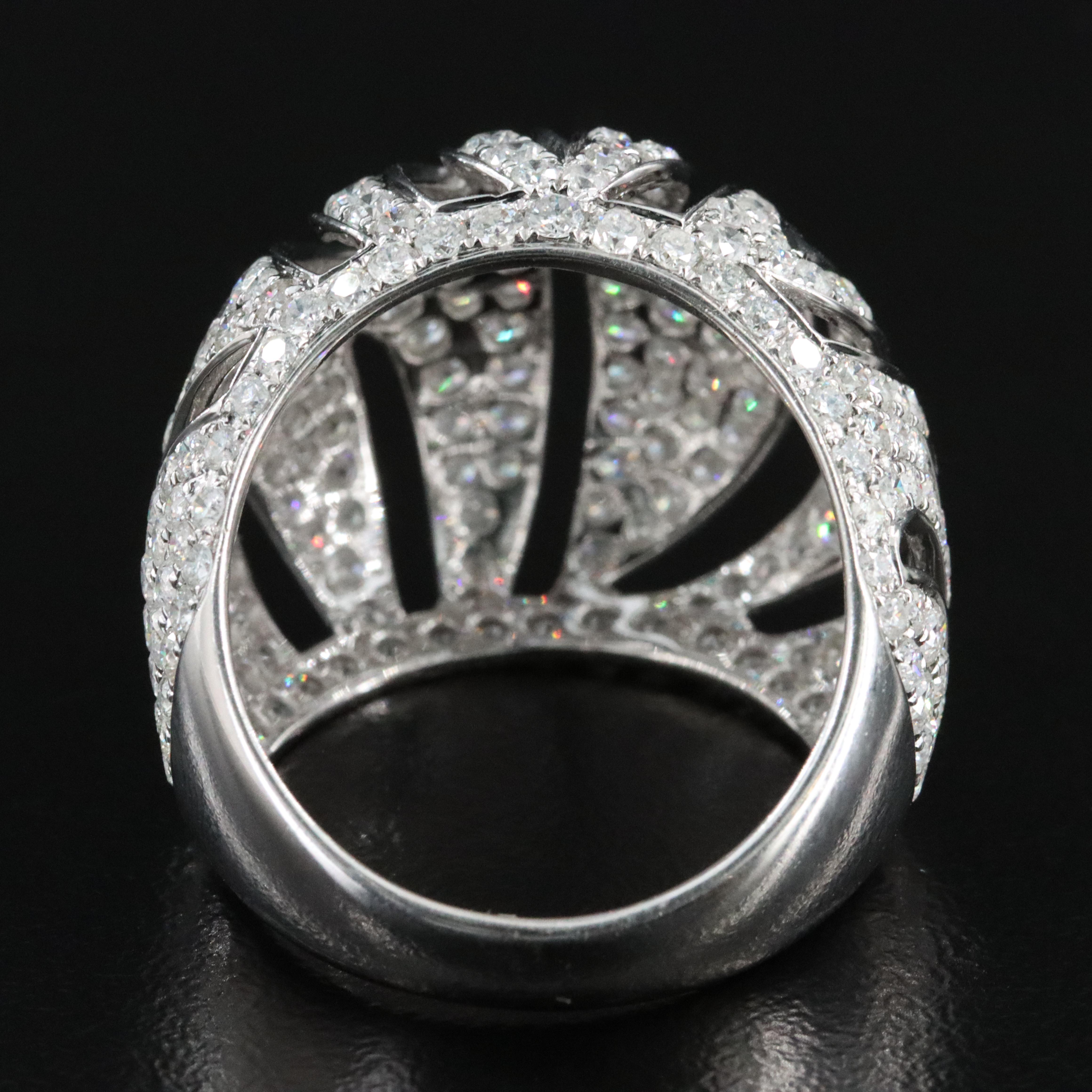 14K 4.96 CTW Diamond Striped Dome Ring