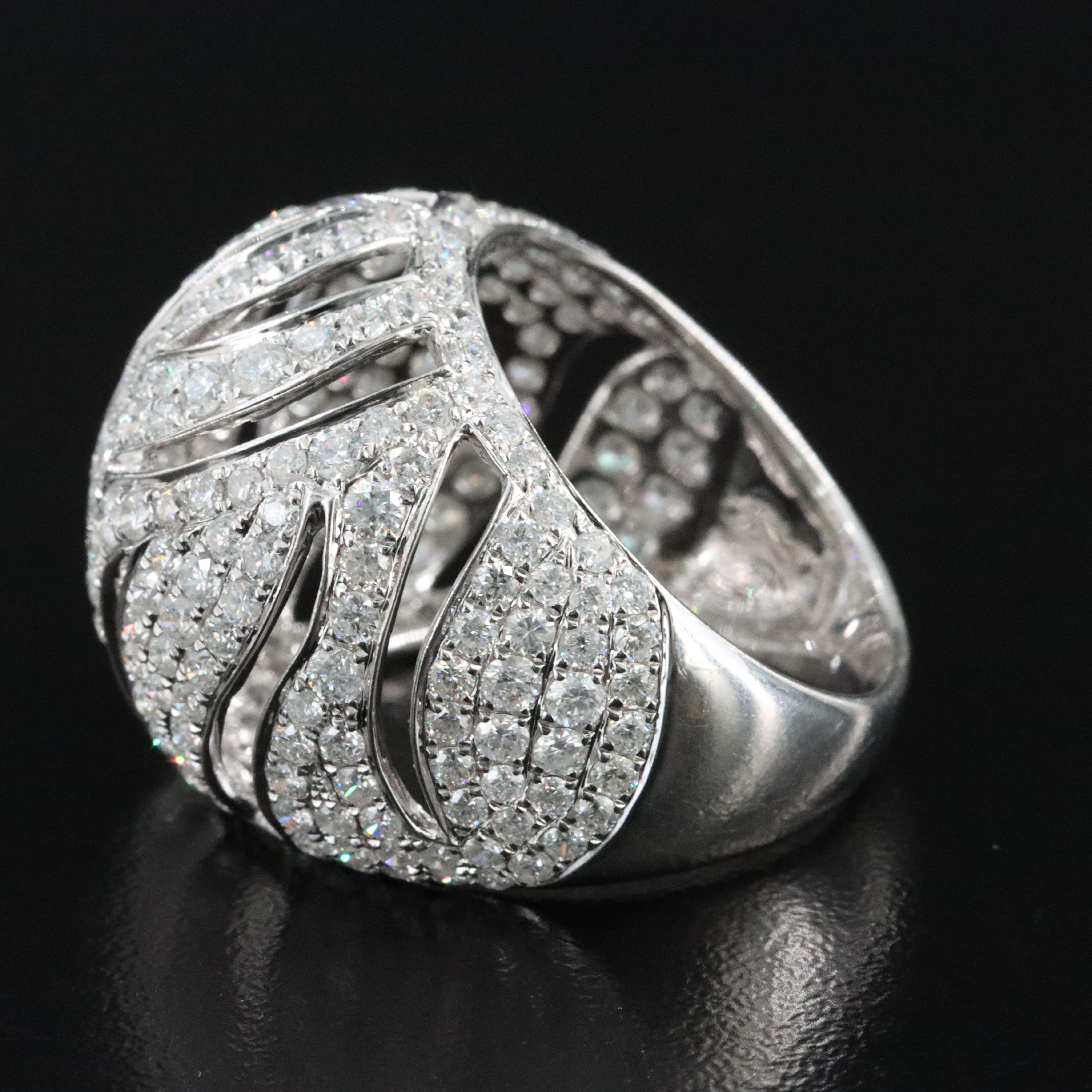 14K 4.96 CTW Diamond Striped Dome Ring