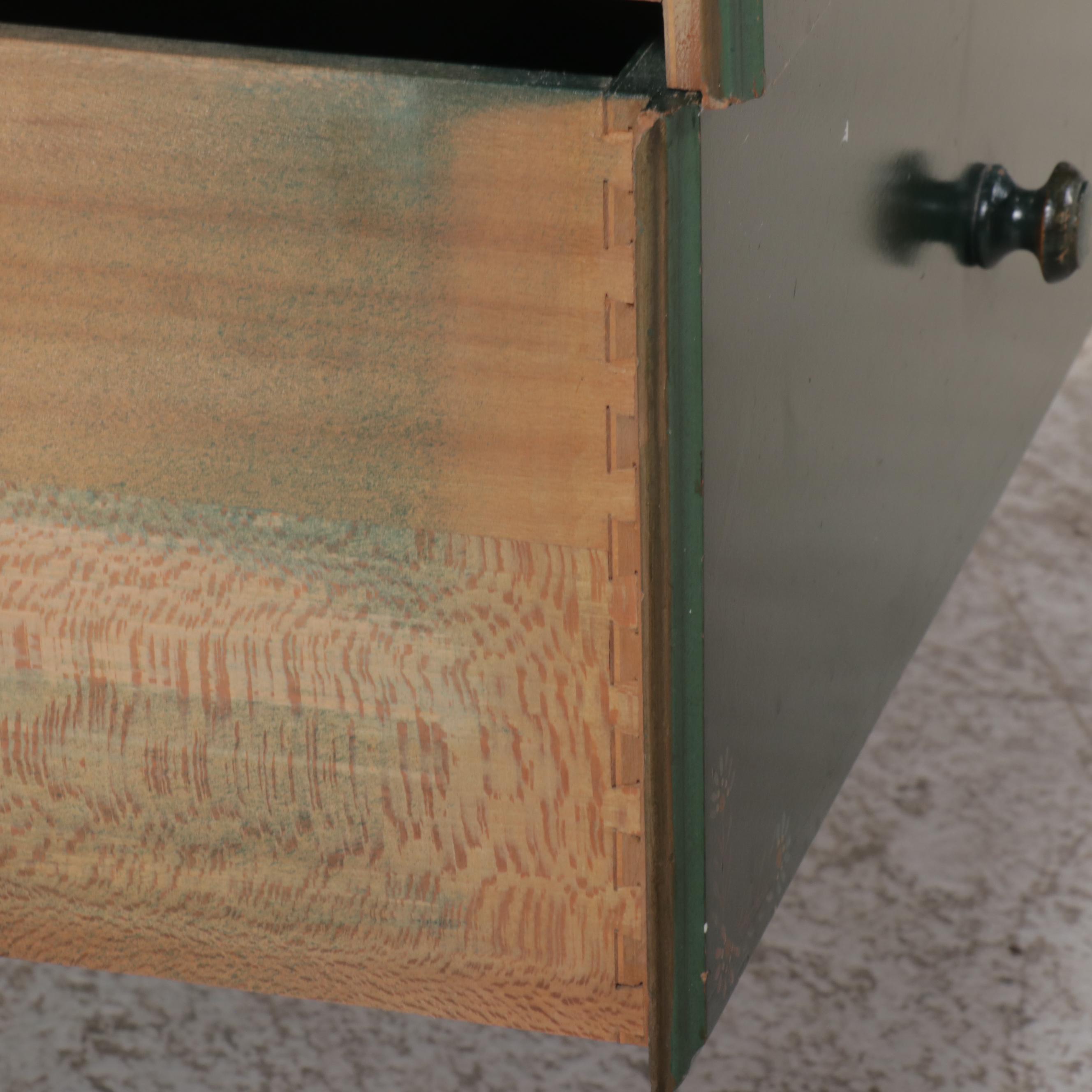Stickley Bros. Co. Paint-Decorated Wood Dresser with Mirror, Mid-20th Century