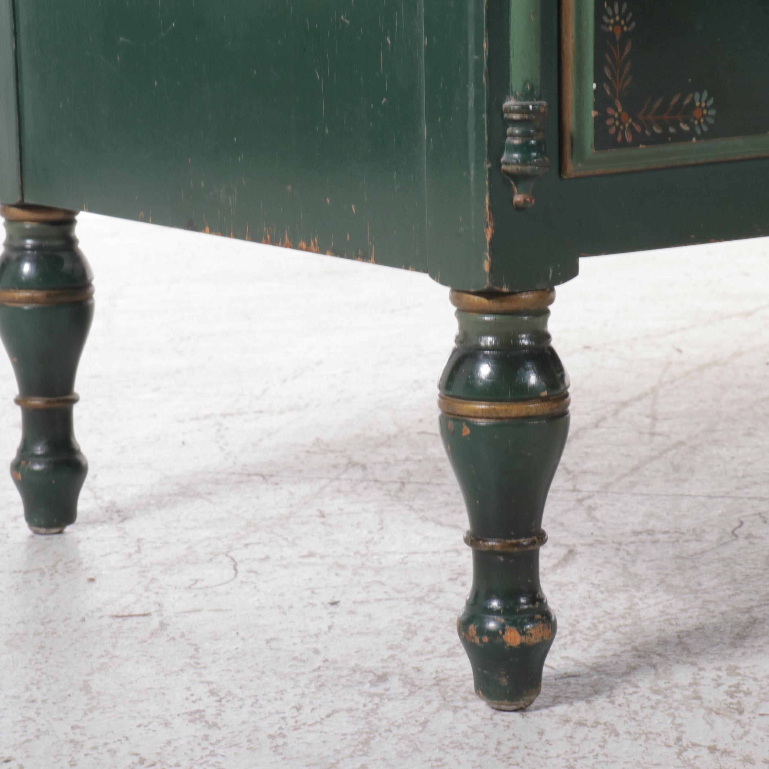 Stickley Bros. Co. Paint-Decorated Wood Dresser with Mirror, Mid-20th Century