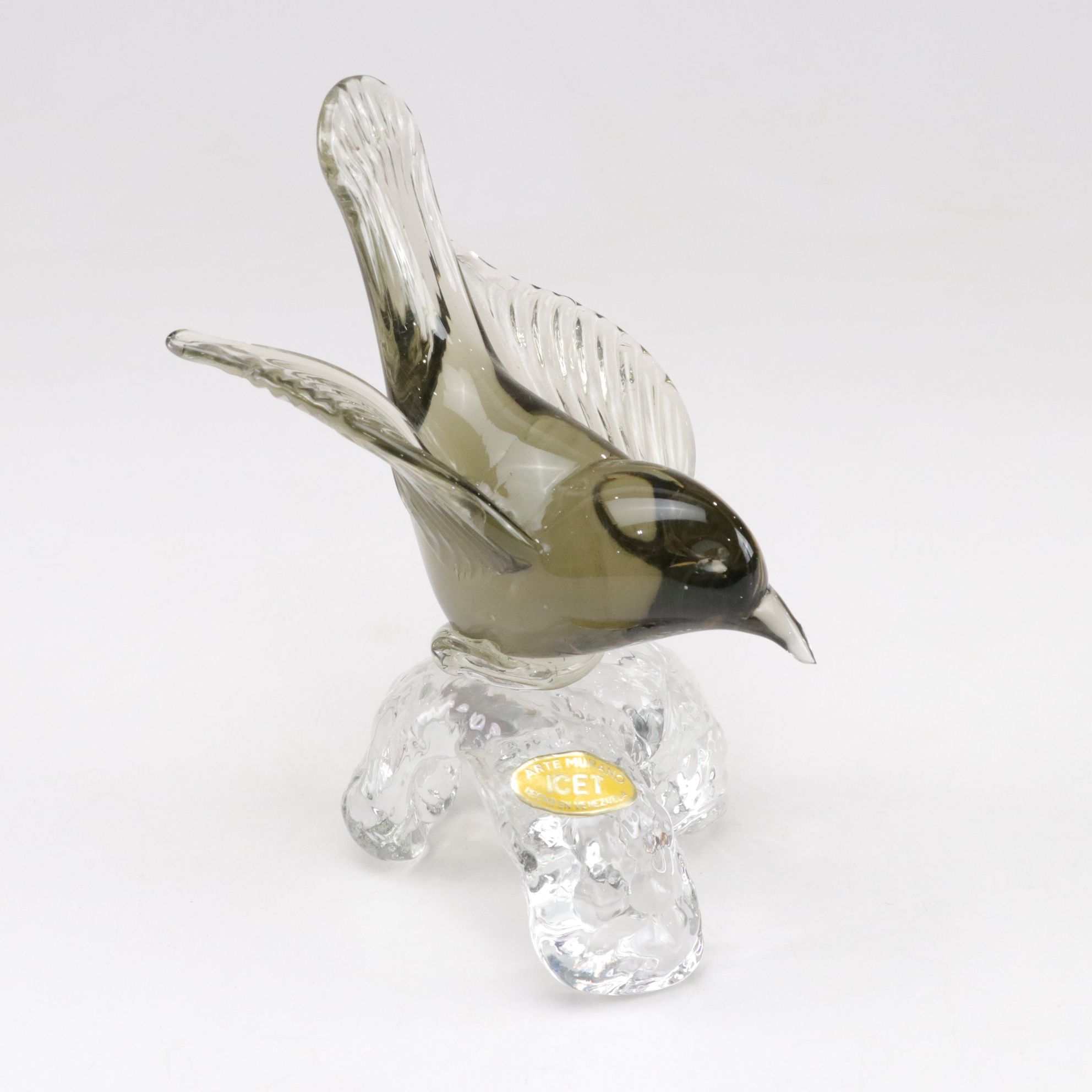 Arte Murano Crystal Bird with Hessian Glass Amethyst Decanter and Tree Figurine