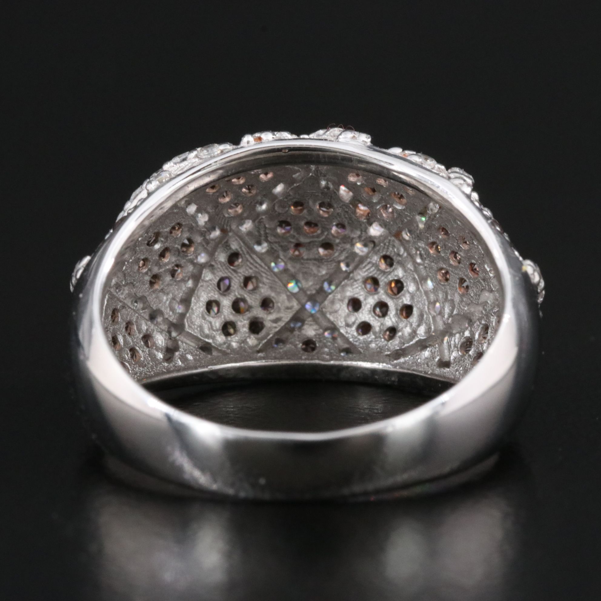 Sterling Diamond Lattice Dome Ring