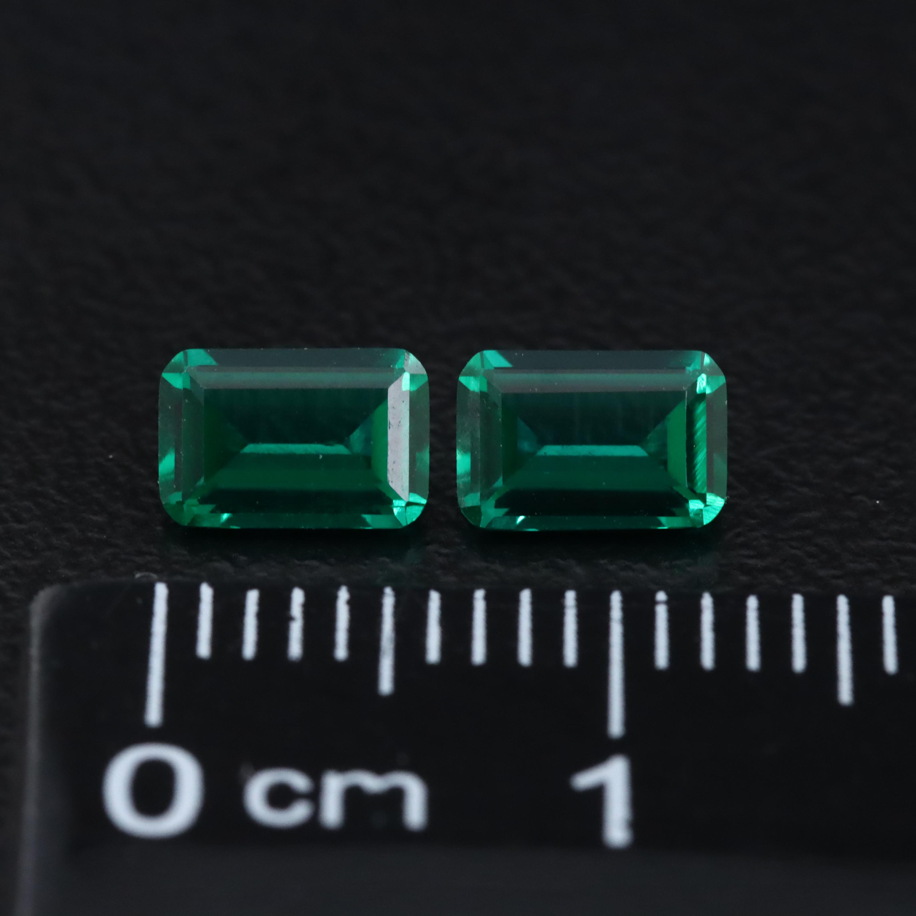 Loose 0.90 CTW Matched Pair of Lab Grown Emeralds