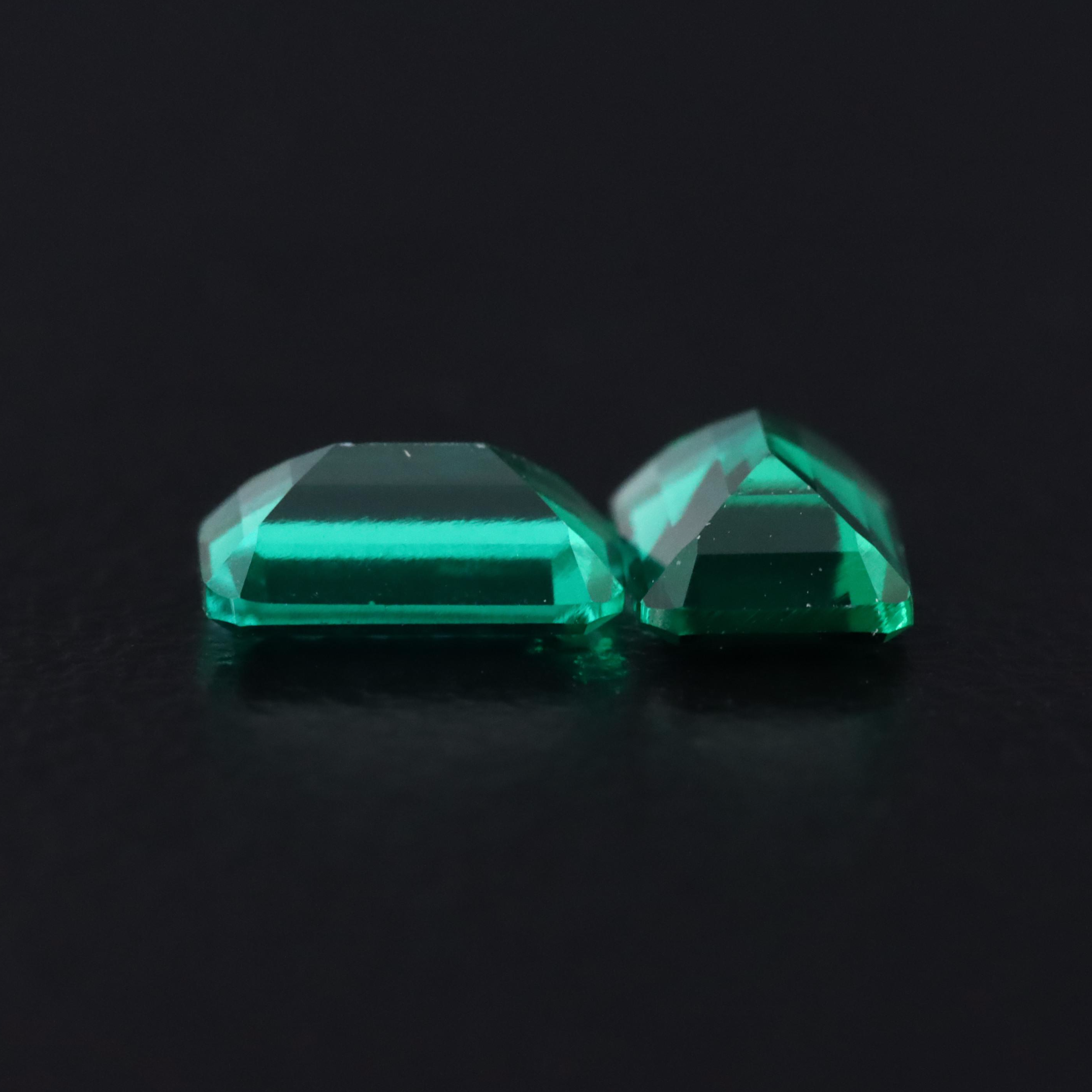Loose 0.90 CTW Matched Pair of Lab Grown Emeralds