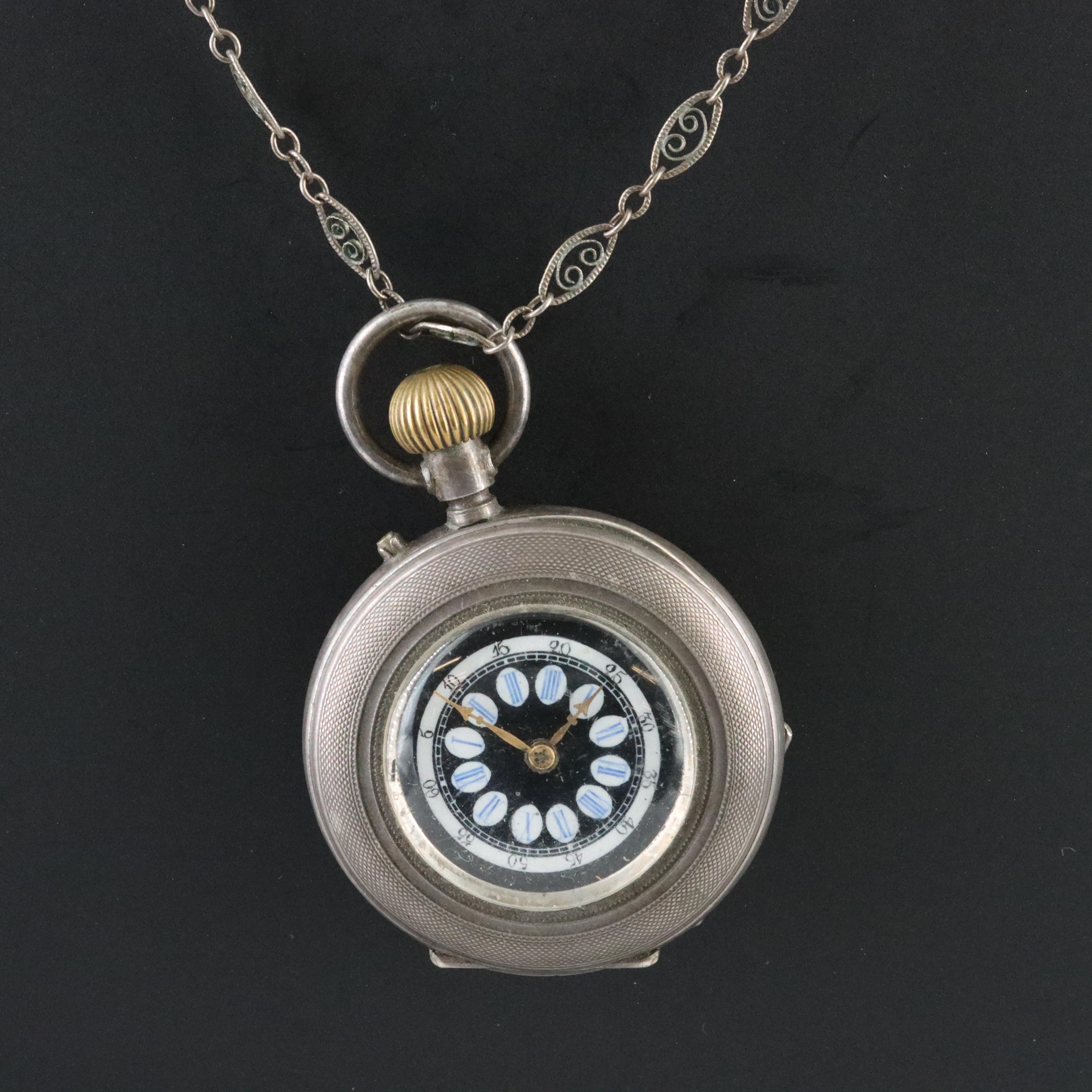 Vintage Silver Pocket Watch Pendant