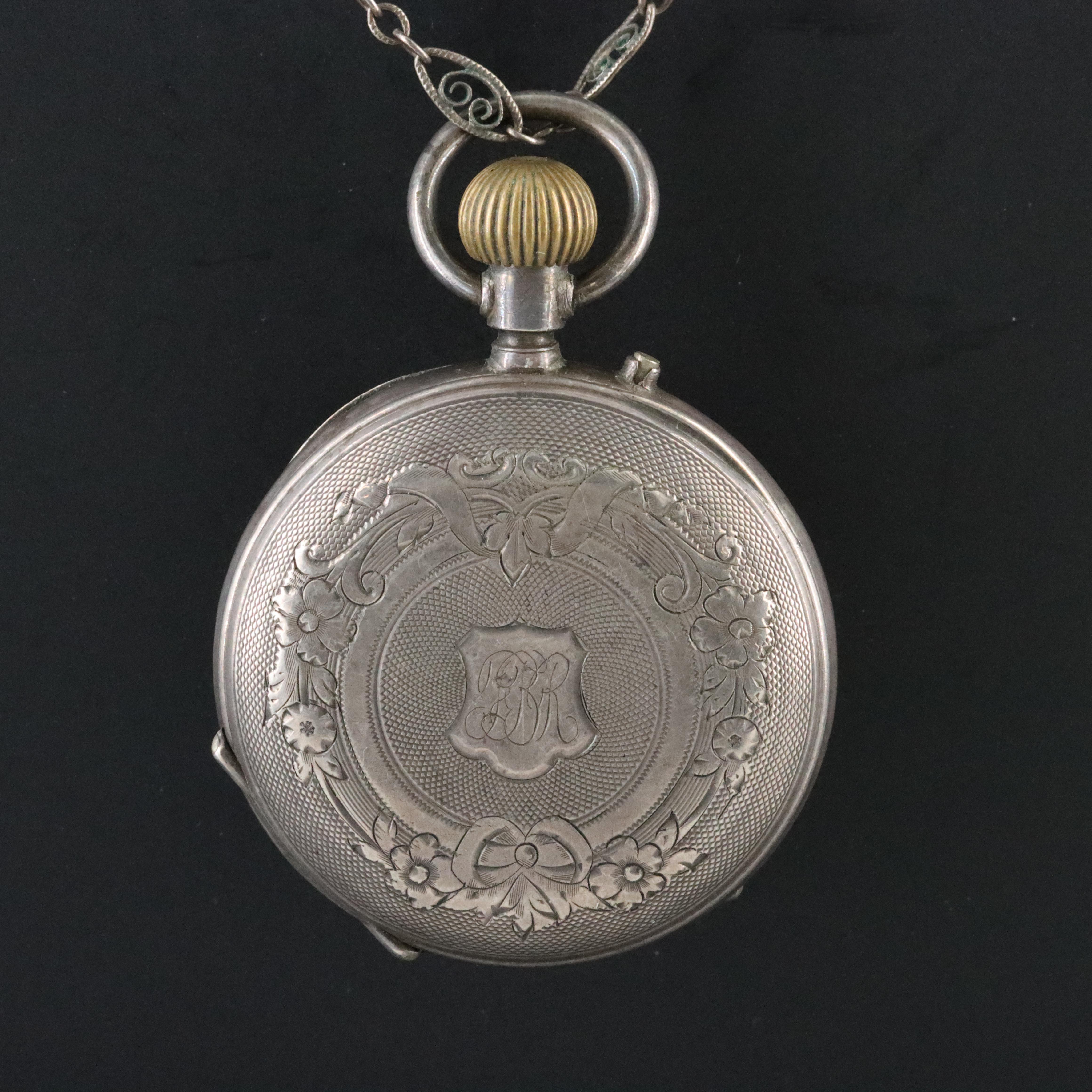 Vintage Silver Pocket Watch Pendant