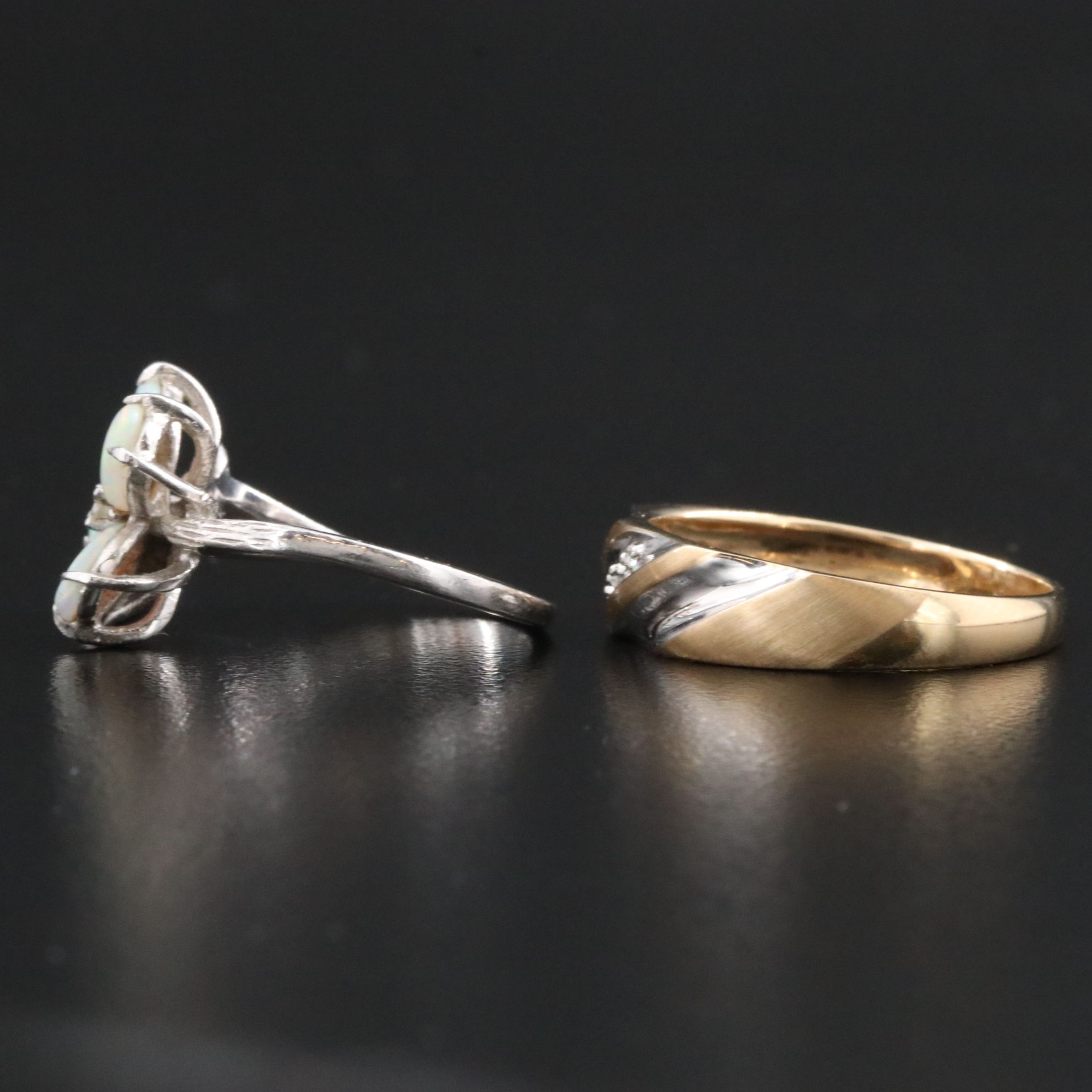 10K Opal and Diamond Rings