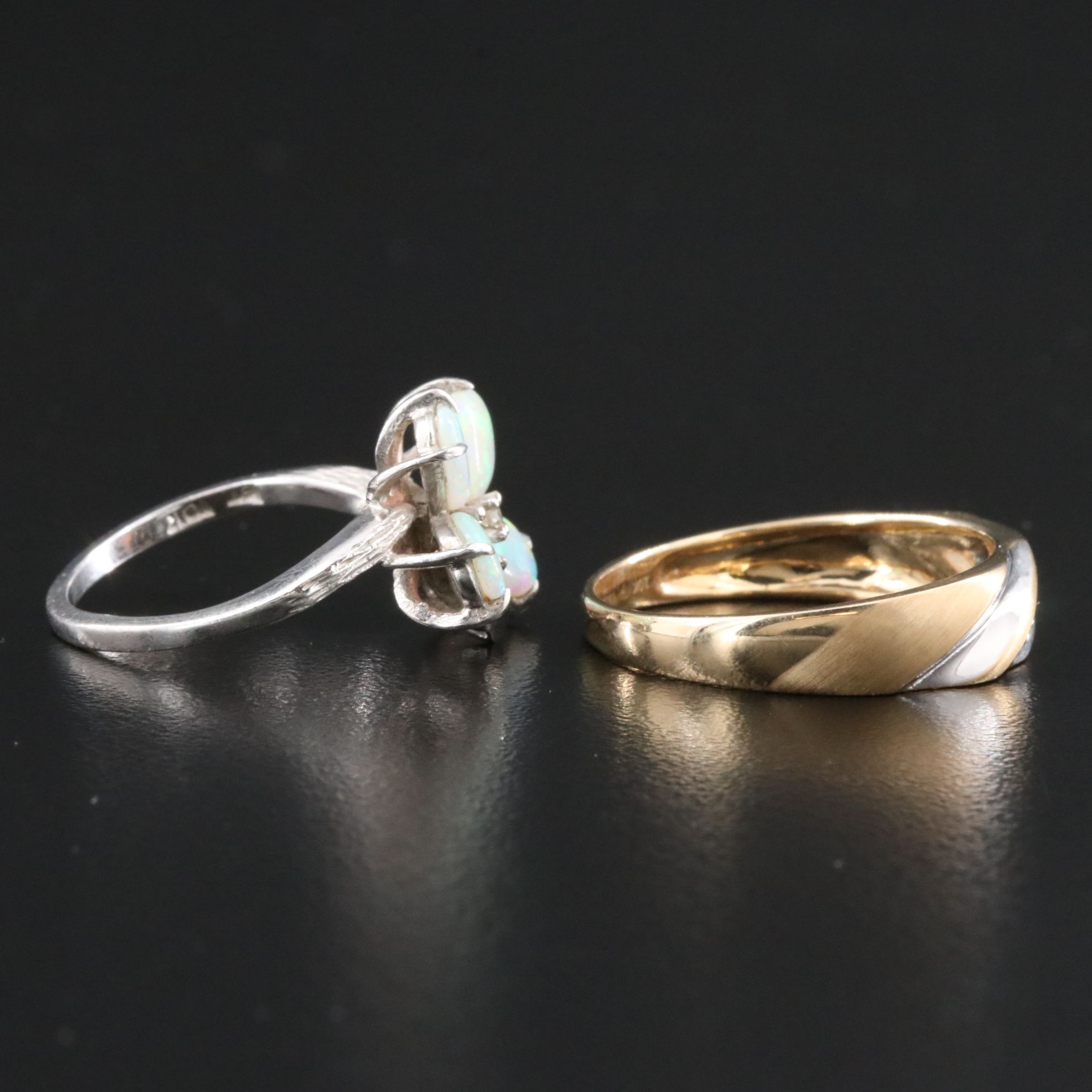 10K Opal and Diamond Rings