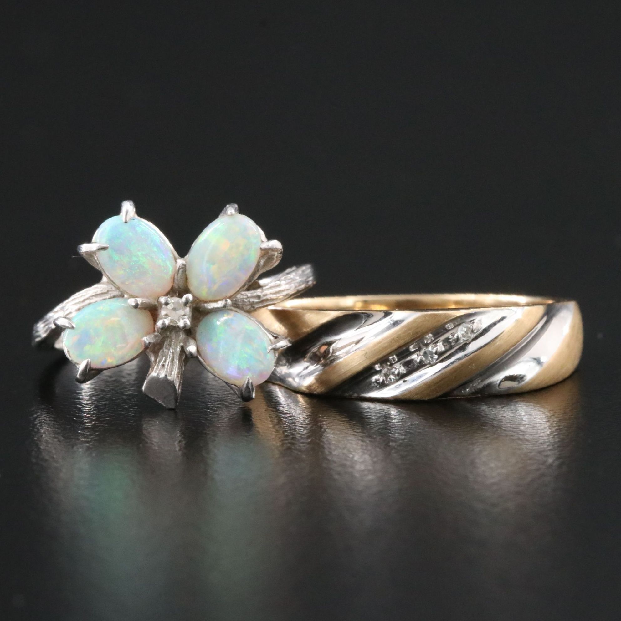10K Opal and Diamond Rings